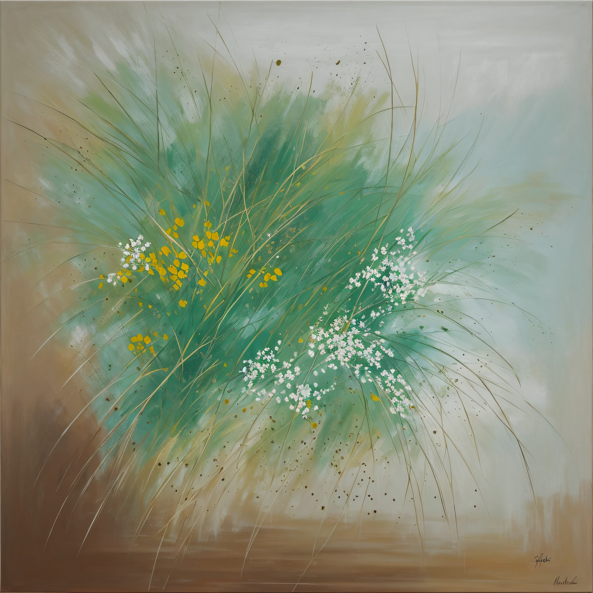 Natural, slow-paced, botanical, idyllic, abstract painting, simple style