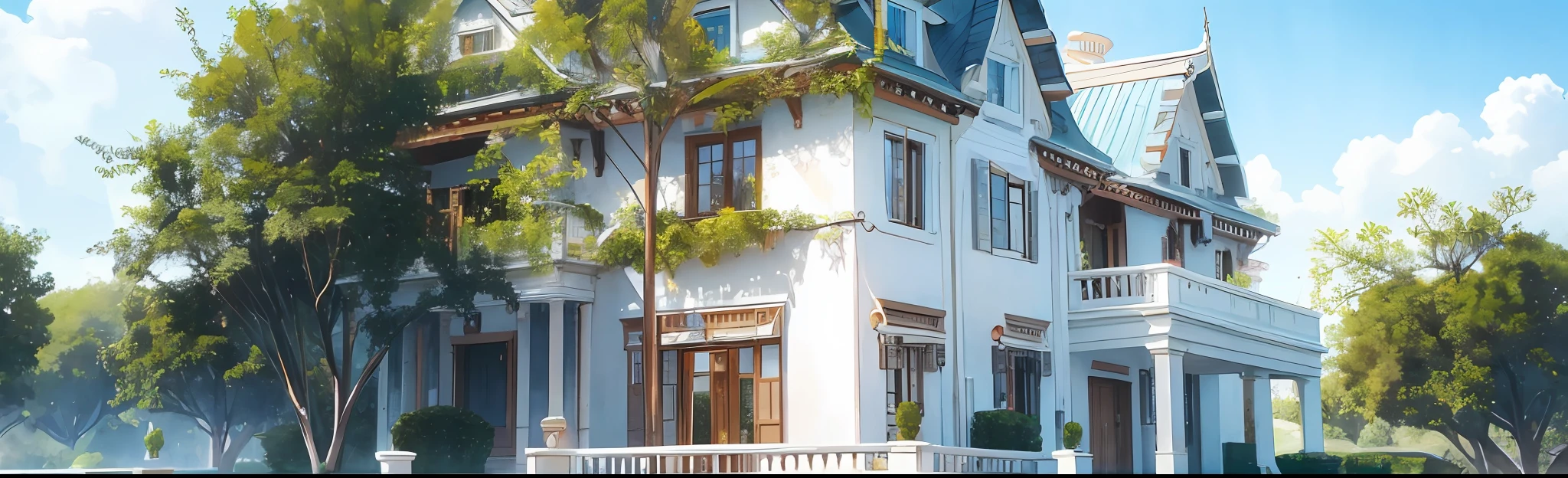 There is a white American villa --auto --s2