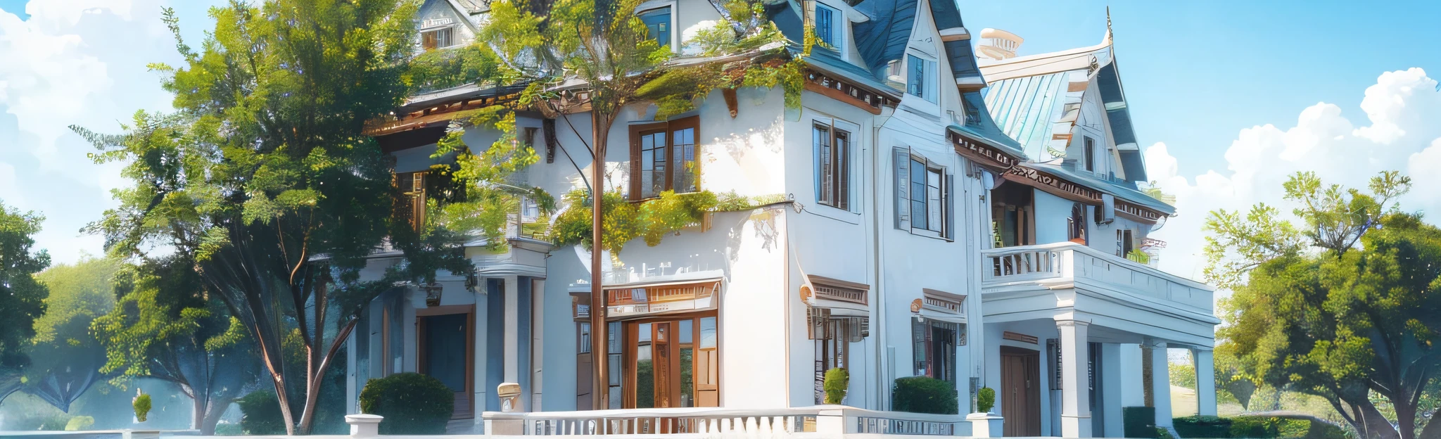 There is a white American villa --auto --s2