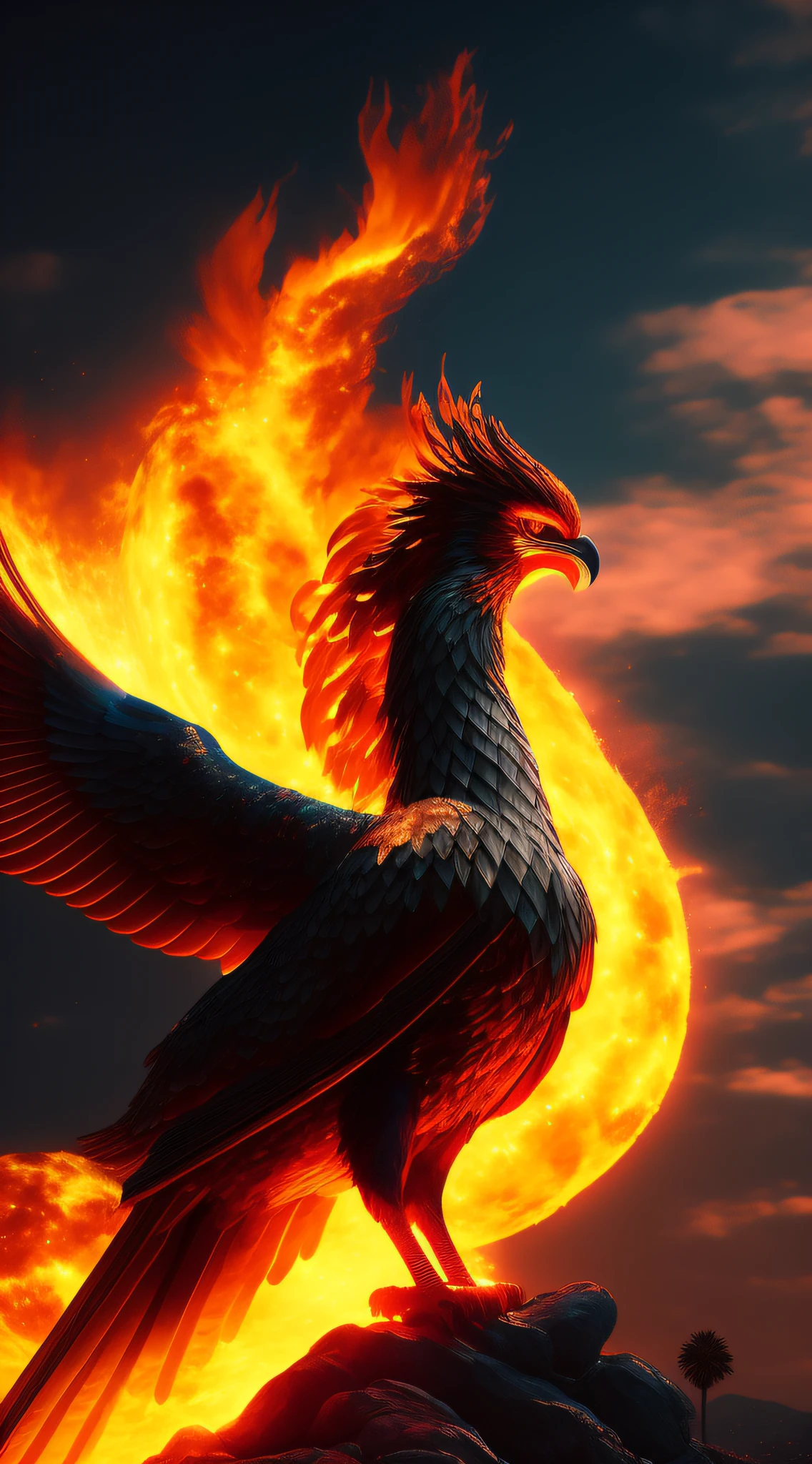 a majestic phoenix ignited in a lunar setting Toxic, 4k, HDR, realistic