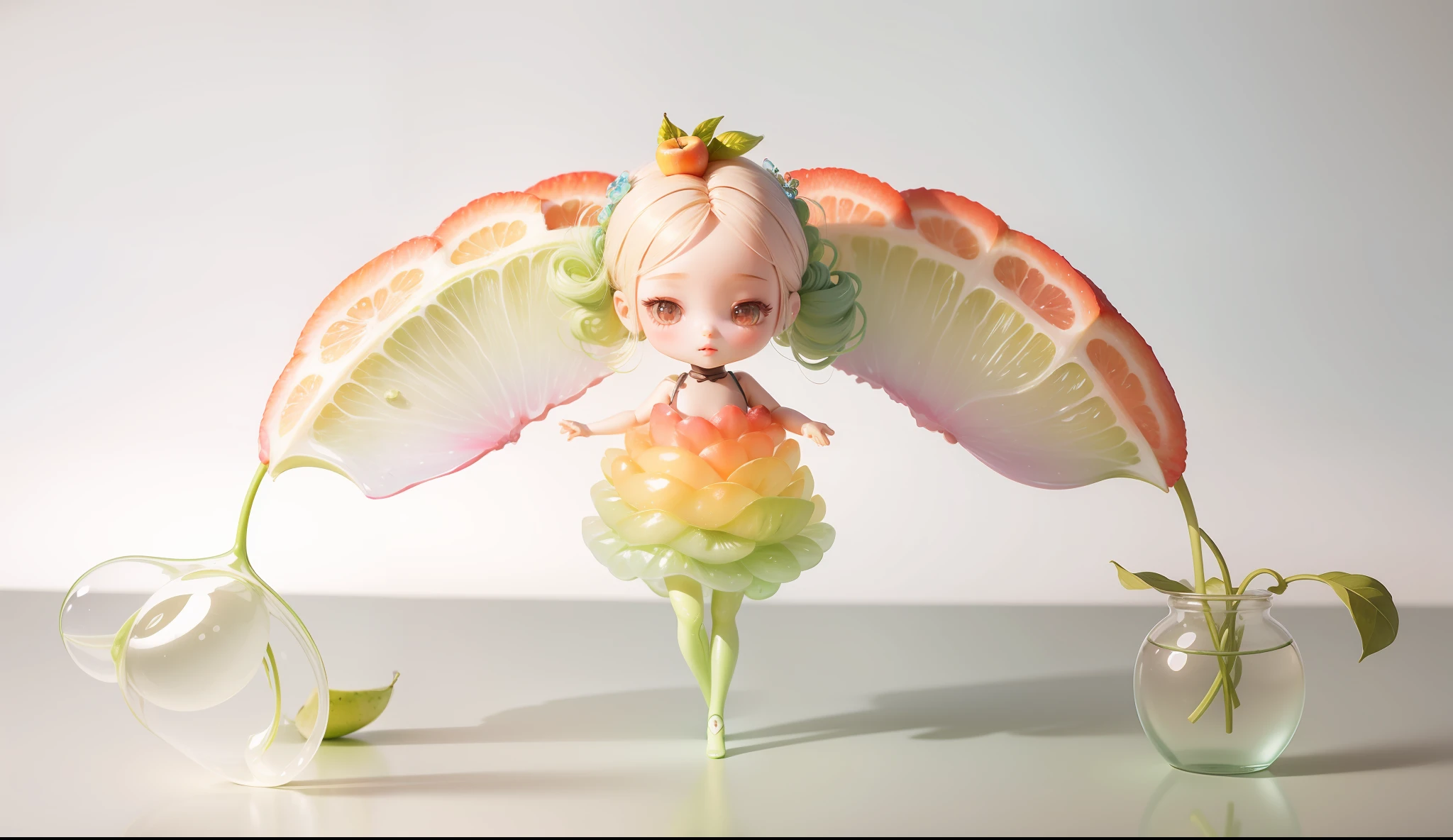 4K, trendy dolls, fruit gradient colors, cute grass girls, delicate figure rendering effects, with fruit-like transparent rendering effects --auto --s2