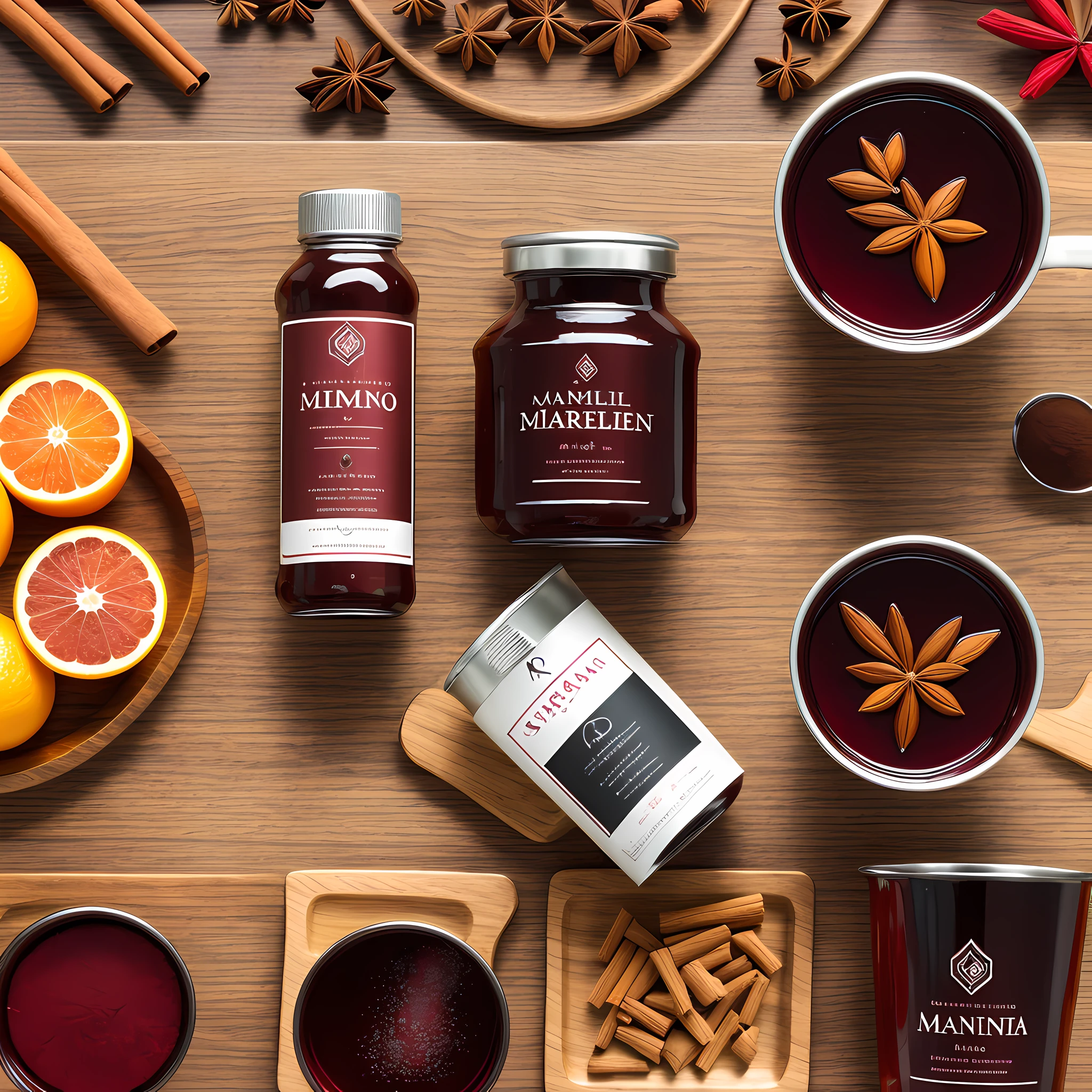Create a brand logo based on Colors: Use warm tones such as burgundy, red, orange or brown, to convey the feeling of warmth and coziness.
Graphics: Include a cup or glass of steamed mulled wine sticking out of it, to highlight the drink itself. You can also add elements such as cinnamon, cloves or orange, which are common ingredients used in the preparation of mulled wine.
Typography: Choose an elegant and legible font for the name "Mulled Wine". It can be a handwritten font, classic or modern, depending on the desired style.
Layout: Create a balanced visual arrangement, where the name "Mulled Wine" is positioned clearly and visibly, along with the chosen graphic element.
Remembering that, to create a professional logo, it is recommended the work of a graphic designer, who can bring your ideas to life according to your preferences and specific needs.