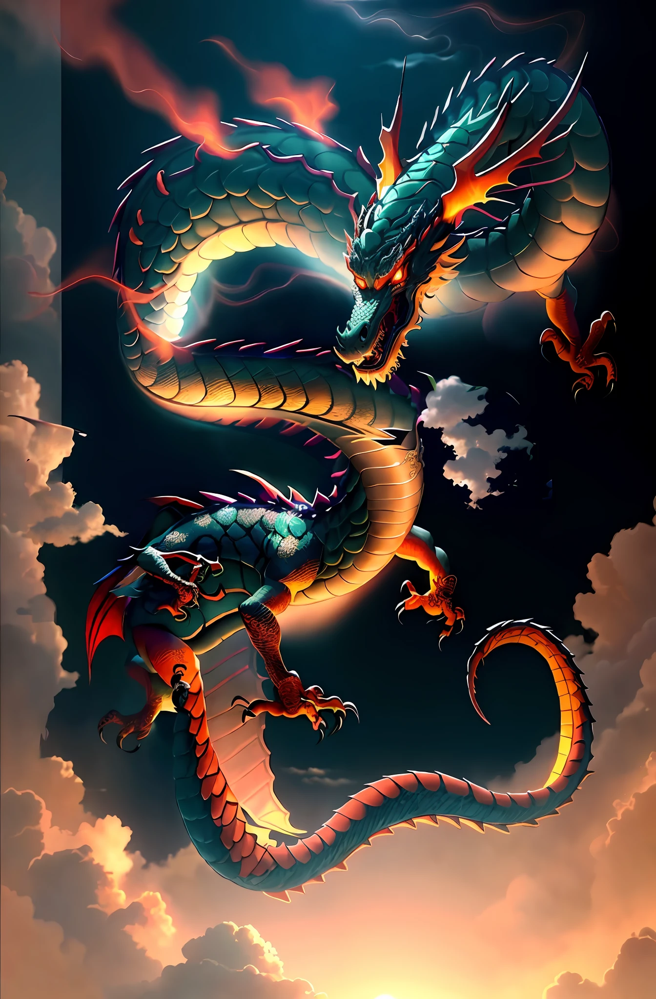 Chinese dragon, auspicious cloud,