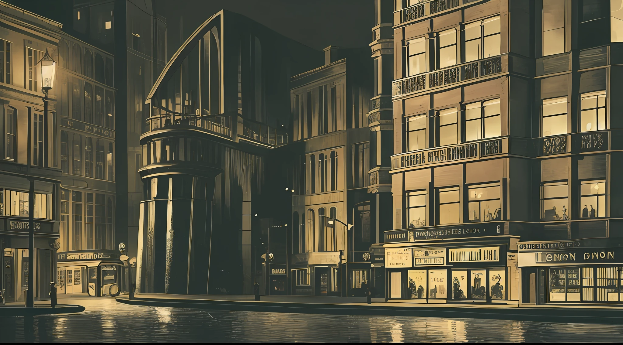 1950's detective noir pulp magazine, landscape of london bridge mid-20th century, high details, masterpiece
