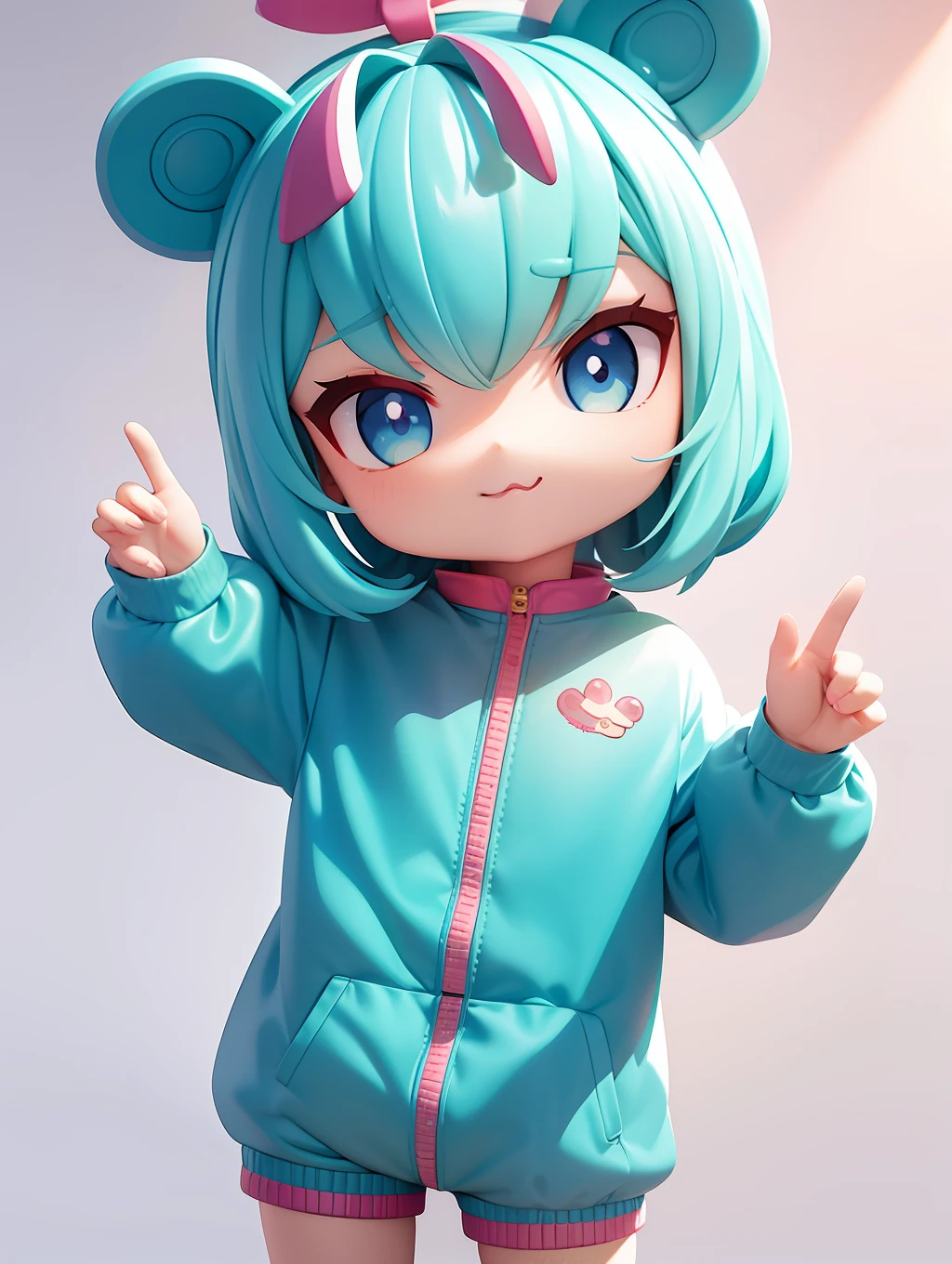 PopMart blind box IP, Chinese zodiac, super cute boy wearing one-piece crocodile shape clothes, technological elements, fashionable clothes, streamlined 3D/C4D production: 8K HD picture quality/lighting/ultra-fine lens depiction 1.5, flawless, chibi background/cinematic sense.