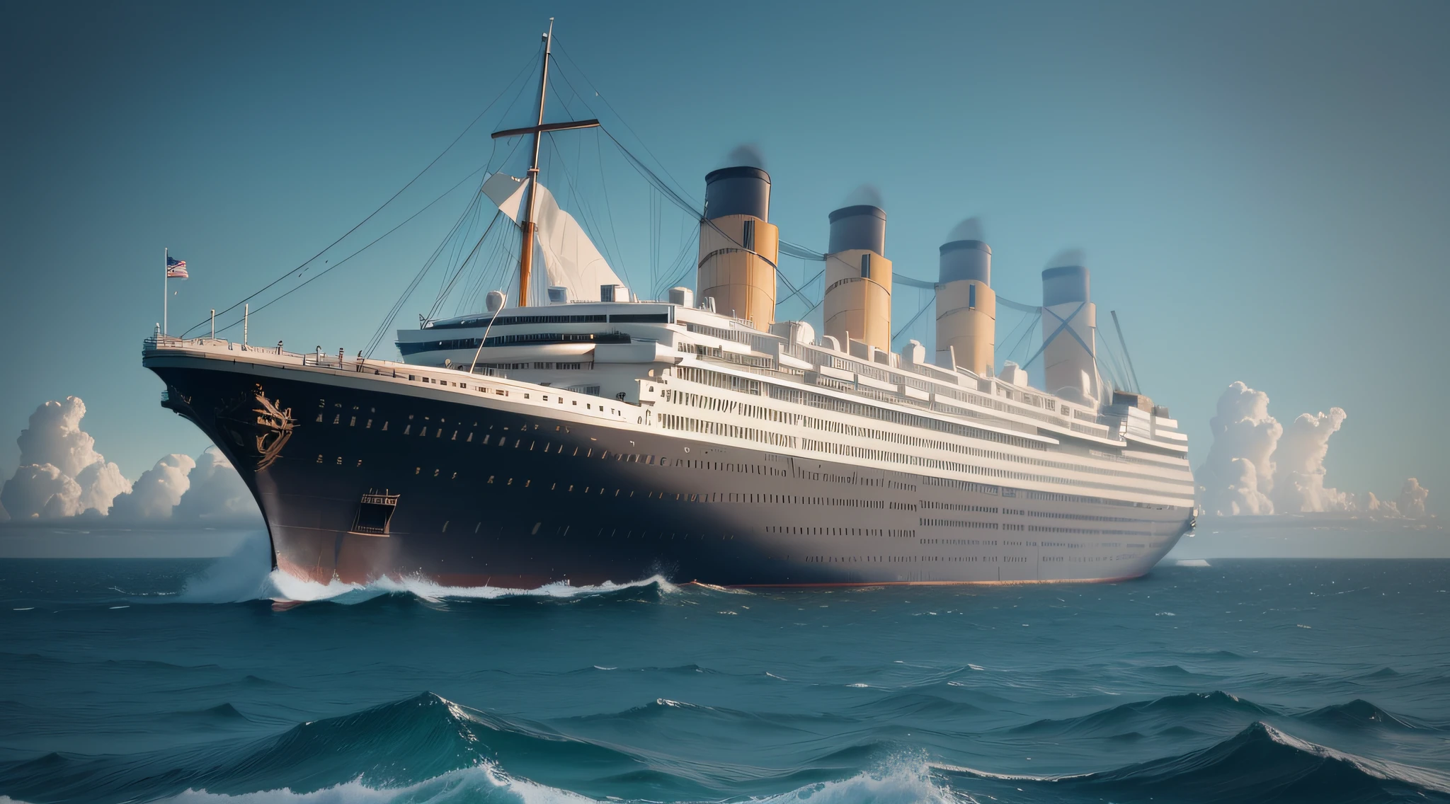 the ship titanic, hiper realitic,in ocean ,16k resolution
