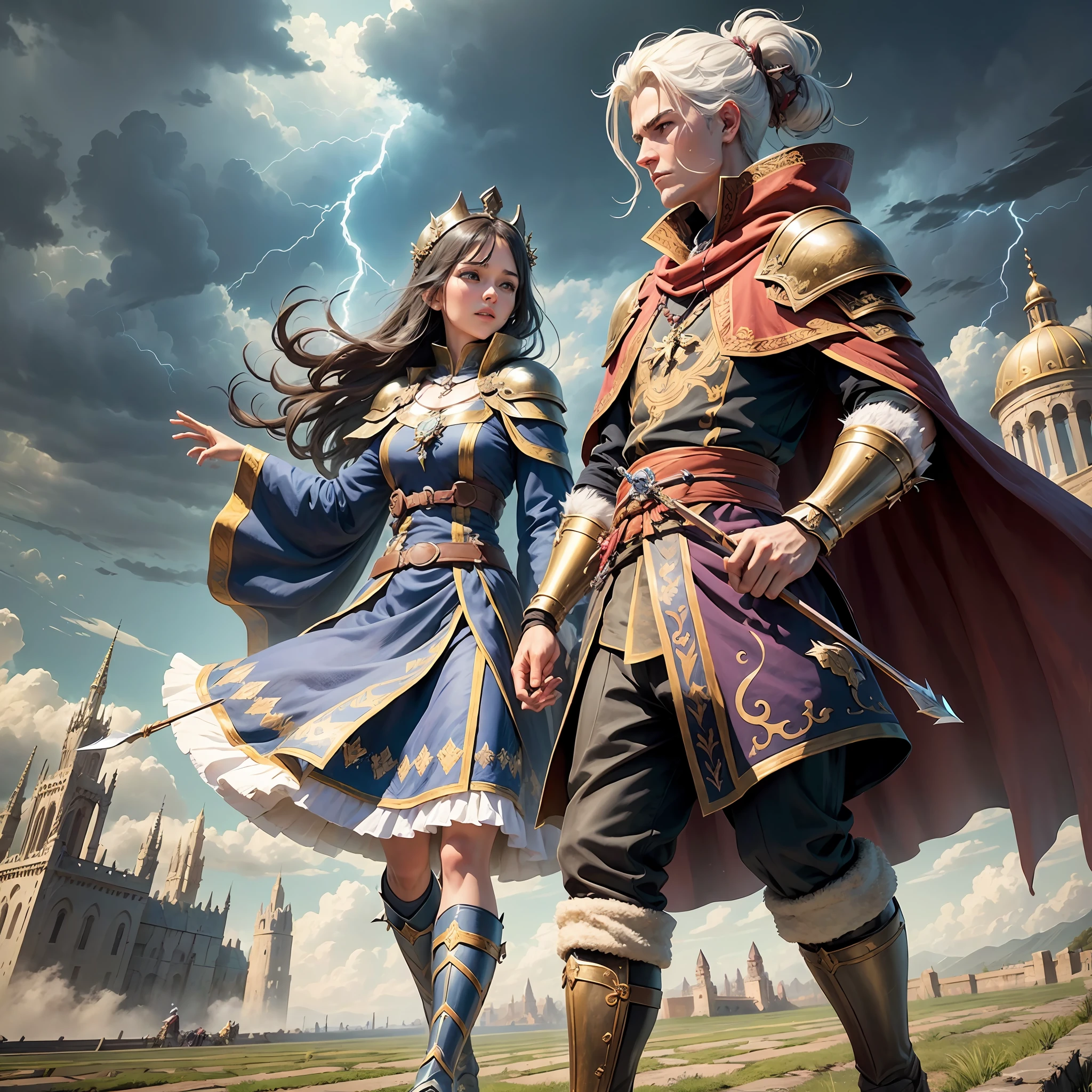 Step 1 - Scene: This is a magical scene with multiple characters in it. The scene features magnificent epic cinematic style buildings and landscapes, including towers, city walls, bridges, meadows, and lakes. There are mysterious clouds and lightning in the sky, as well as the flow and flickering of magical energy.
Step 2 - Labels (relational, noun, verb):
Characters: Many people, male, female, elderly, young
Clothing: magical decorations, ancient costumes, armor, robes, cloaks, boots
Architecture: walls, towers, bridges, palaces, shrines, meadows, lakes
Sky: Clouds, lightning, magical energy
Items: magic staffs, swords, bows and arrows, shields, magic crystals, books
Actions: casting, fighting, running, jumping, flying, resting, talking, thinking, observing
Step 3 - tag:
Characters: Multiple characters, male, female, elderly, young
Clothing: magical decoration, ancient attire, armor, --auto --s2