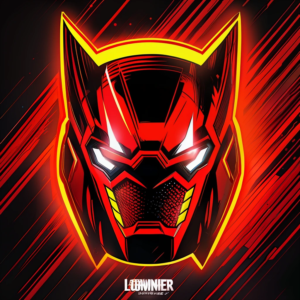 Logo e-sports:: comic book drawing::1 DSLR::1 neon red color::1 gold::1 blur::-0.5 --v 4 --quality 2