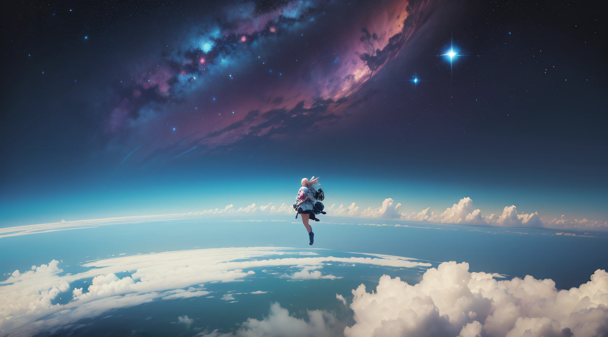 absurd res, high res, (masterpiece:1.4), ultra-detailed, 1girl, from above, space, floating --auto --s2