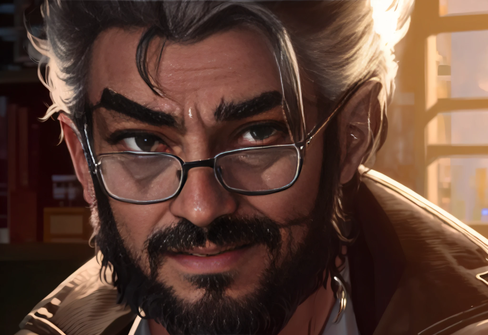a close up of a man with glasses and a beard, stanely artgerm, portrait of professor sinister, stanley artgerm lau, keanu reevez in disco elysium, artgerm and grek rutkowski, style of stanley artgerm, epic portrait illustration, detailed character portrait, disco elysium character, valorant character
