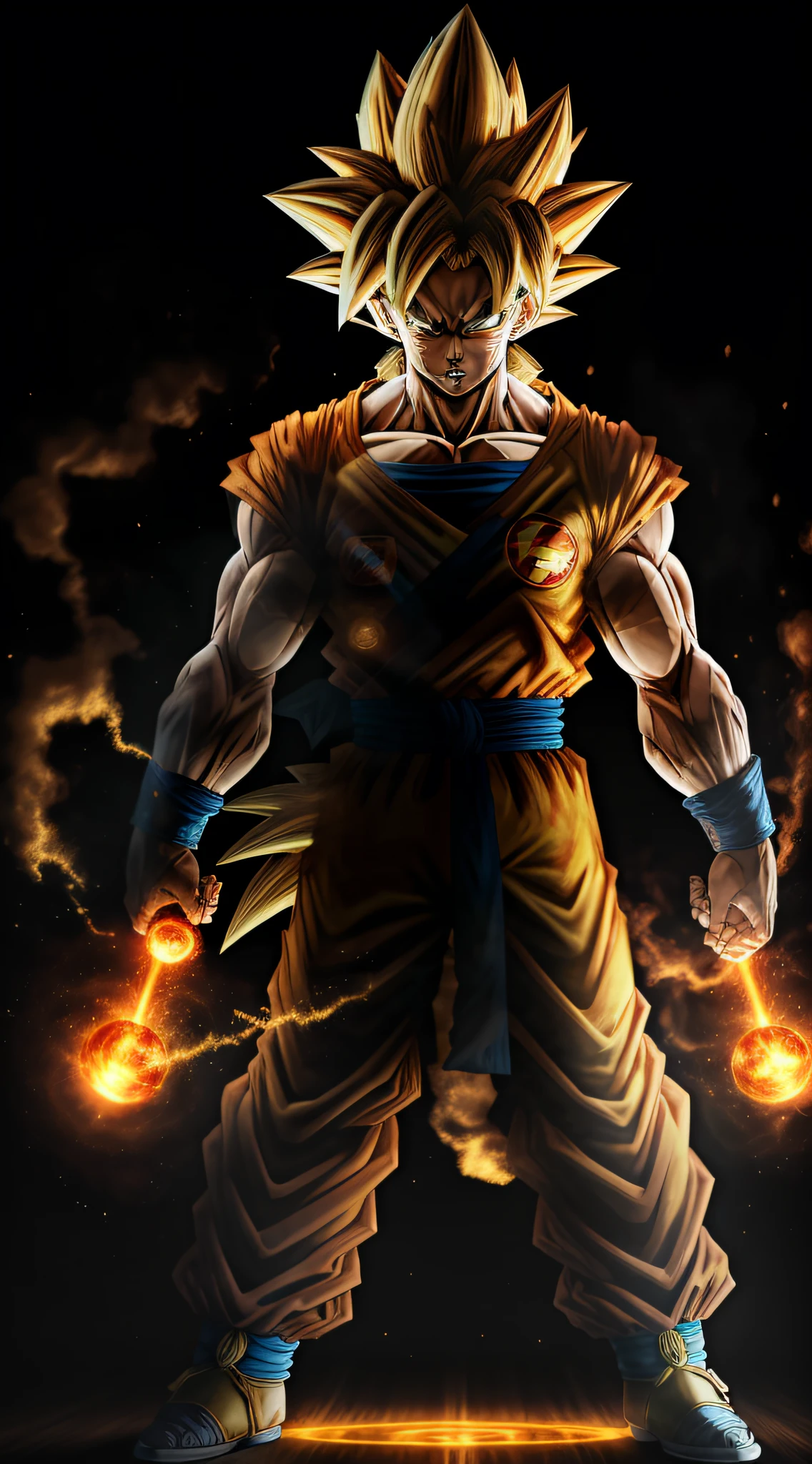 Masterpiece, best quality, Goku, Super Saiyan, yellow hair
