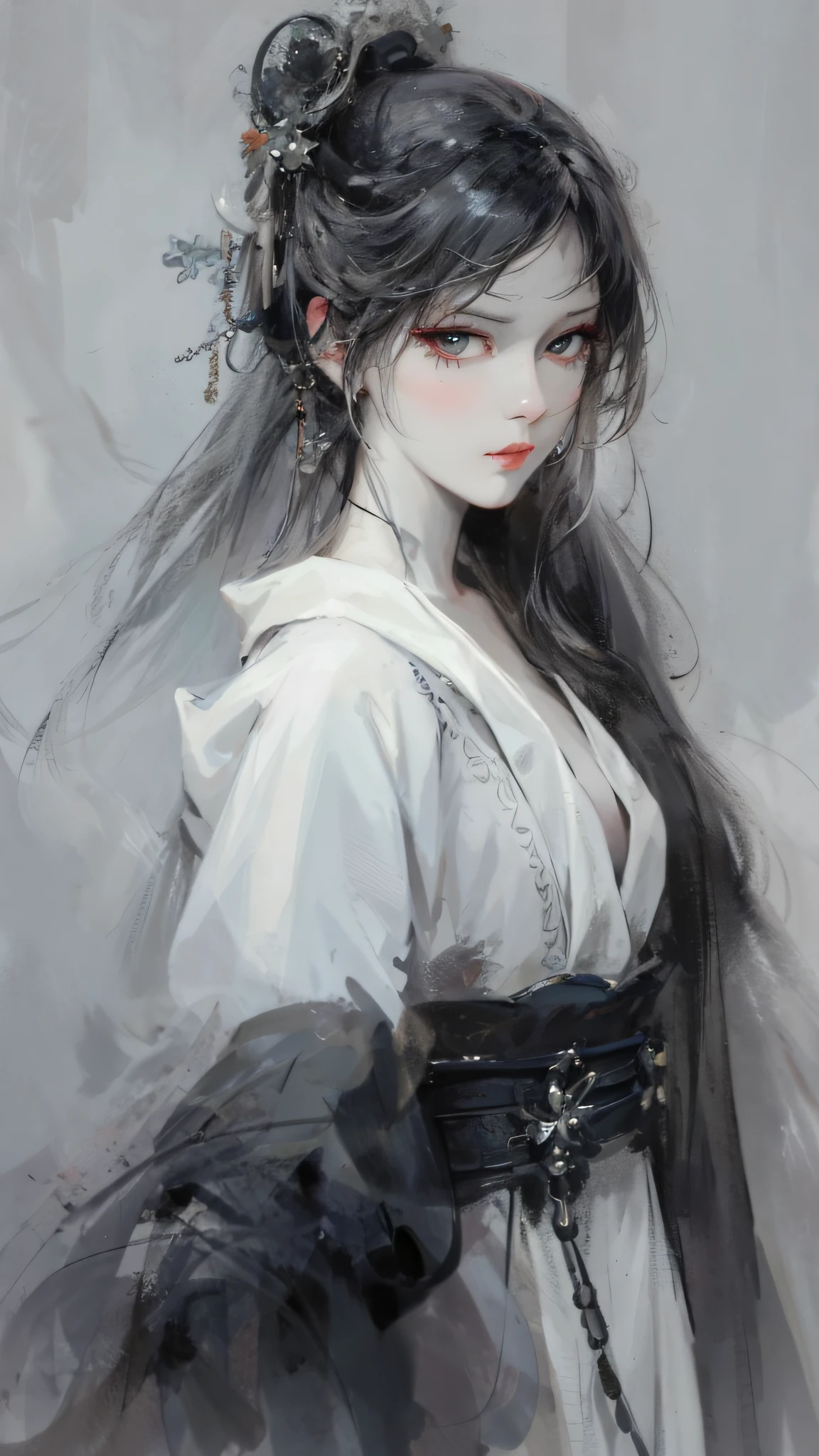 a close up of a woman with white hair and a white mask, beautiful character painting, guweiz, artwork in the style of guweiz, white haired deity, by Yang J, epic exquisite character art, stunning character art, by Fan Qi, by Wuzhun Shifan, guweiz on pixiv artstation