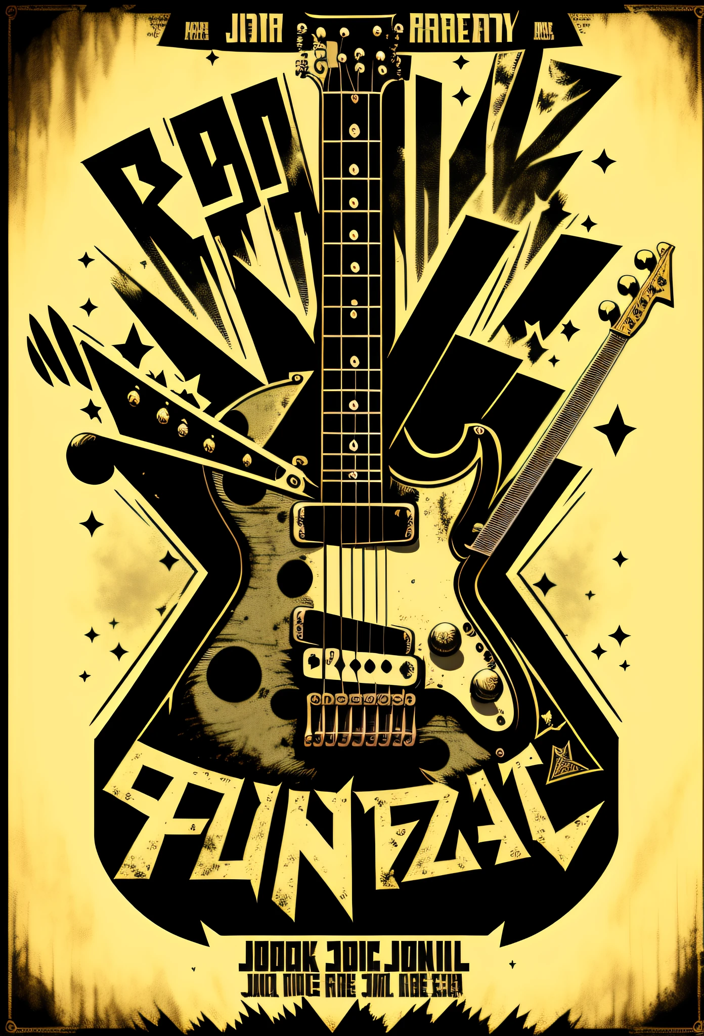Rock propaganda poster, heavy metal, jazz, punk, guitar, look up