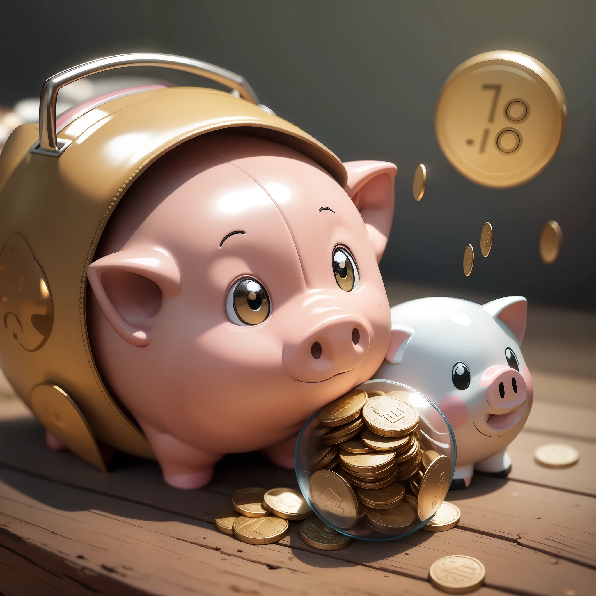 Piggy bank with coins child without clothes --auto --s2