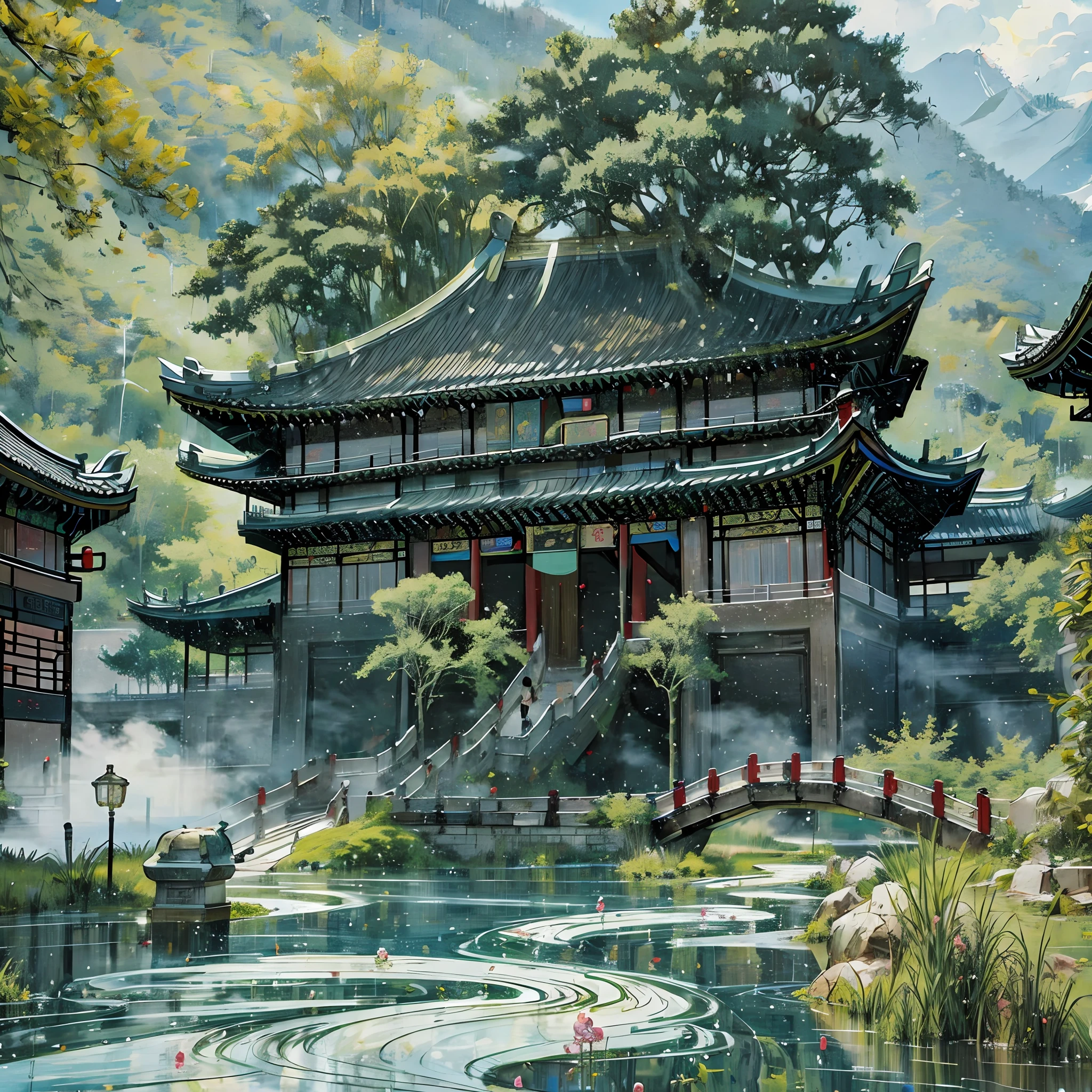 Masterpiece, superlative, Chinese royal palace, Chinese style, clouds and mist