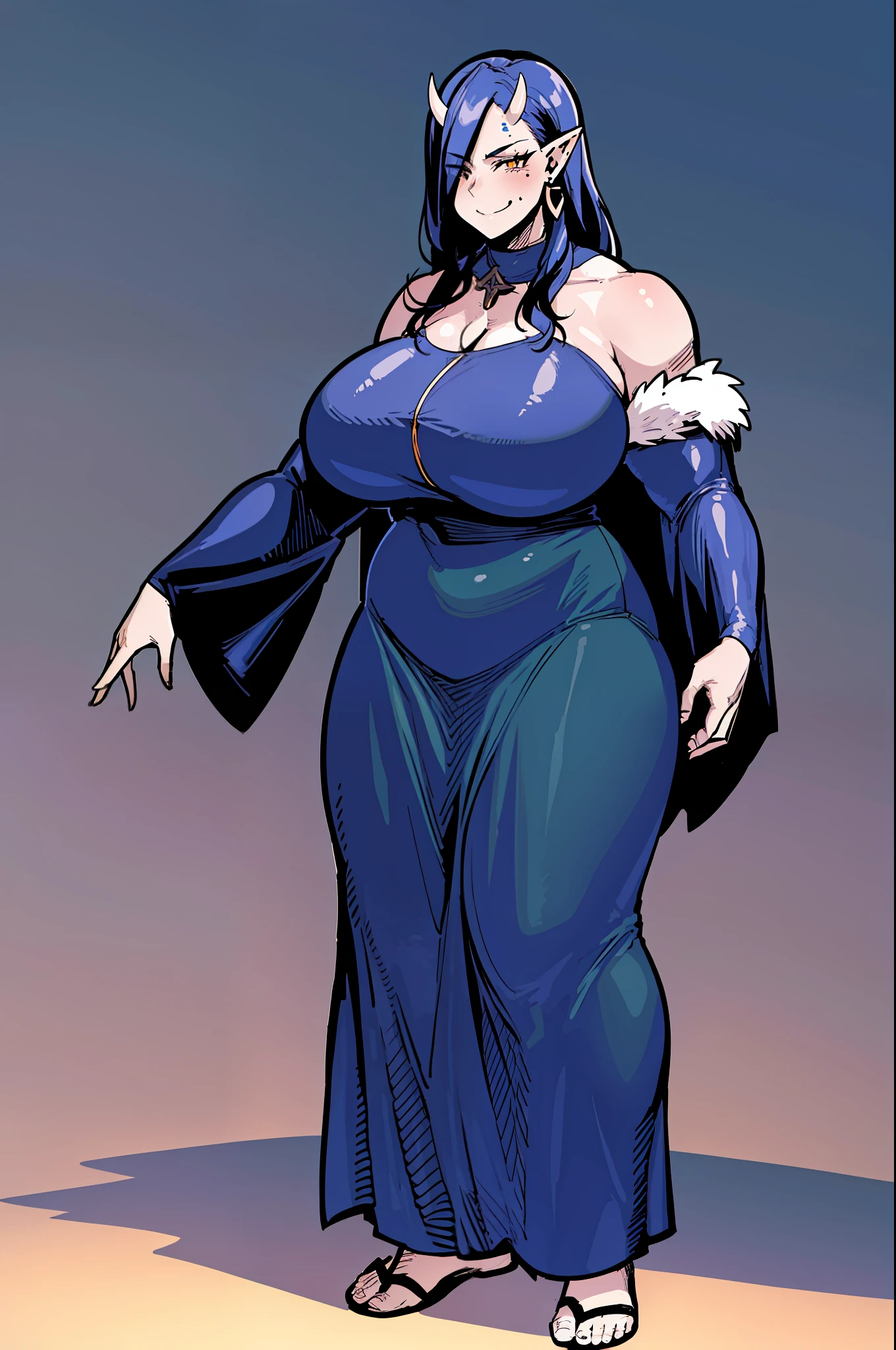 Gothic, huge chest, tall woman, curved, demon girl, long hair, christian,alone,catholic, latin cross,, forest city, plants, walking, smile, smile, ,fur clothing, wizard, medieval, village,pantyhose, portrait, long skirt, long dress, flipflops