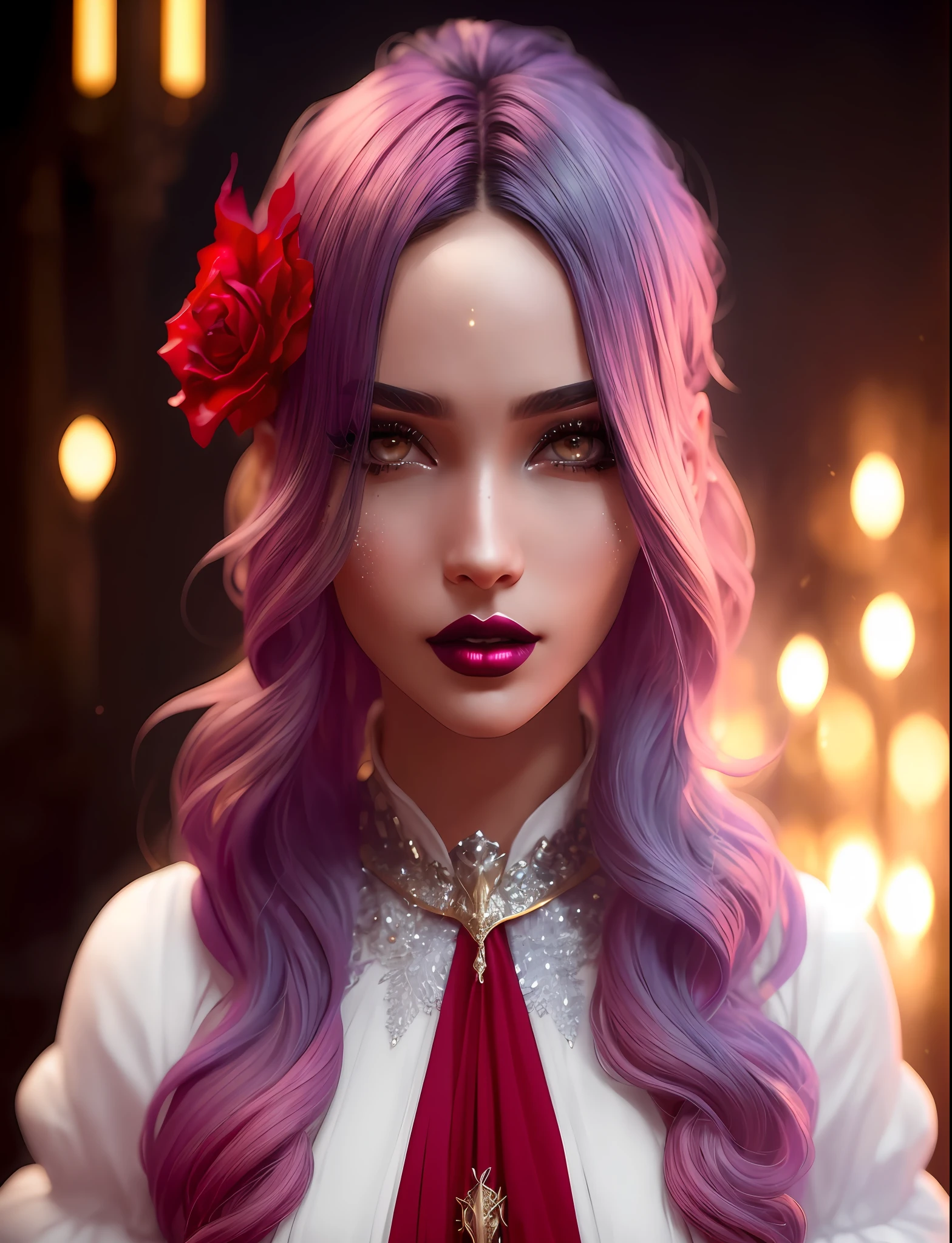 ((candled midnight hour lighting)) ((beautiful & perfect hot waist)) Unity 8k girl ((perfect face shapes, complete perfect black lips, perfect nose, correct beautiful eyes, eyelashes, skin pores, detailed intricate iris textured face in ZBrush)) masterpiece hyperrealist & photorealist beauty young astonishing anime, pearly perfect skin (short bob cut hair with colorful fringes) in realistic & extremely hyperdetailed white combat body suit with cape & scarf in 8k, full HD vines, detailed artistic, aesthetic, midnight aura, glamour, shadows, developed by Unreal Engine 5, Ultra Sharp Focus, Art by Alberto Seveso, Sci-Fi, Intricate Artwork, golden Ratio, epic, HR Giger STYLE, highly detailed, vibrant, UHD 8K