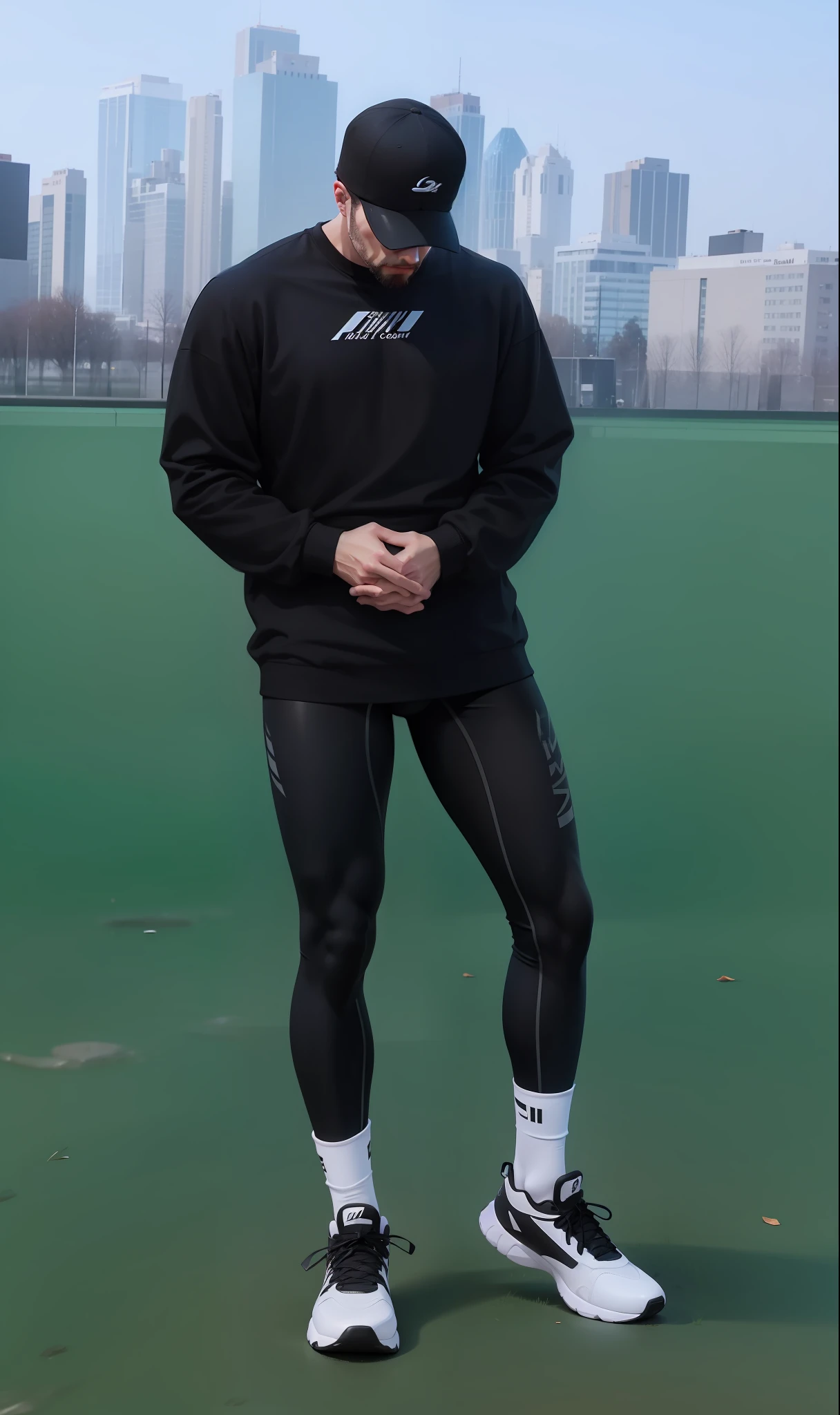Men with long legs wearing black leggings