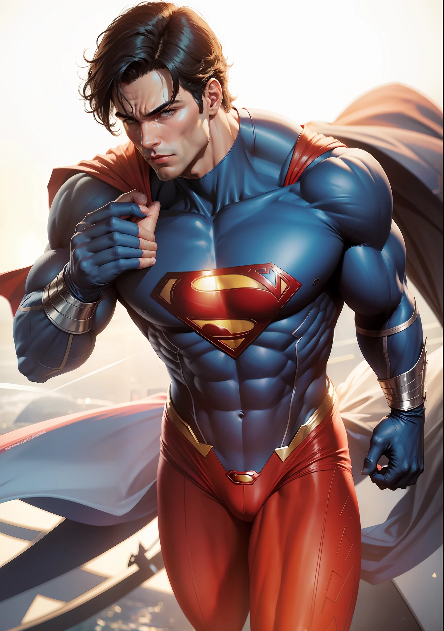 Superman, rich muscles, male, tights