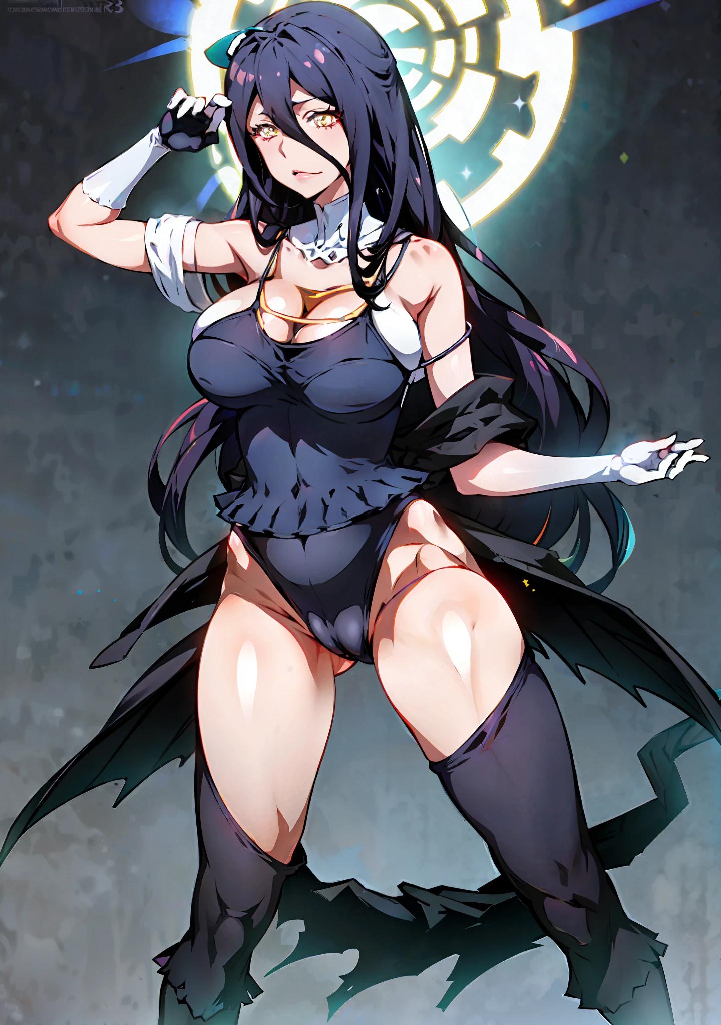Overlord Albedo in calvin klein clothing, Albedo,costume: calvin klein clothing, sportswear, leggings, sports bra, holanders angle, full body,seductive anime girl, Joy Ride art style, cat eyes, fit body, gynoid body, perfect body, ???????????, Ilya Kuvshinov, Anime Moe Artstyle,gym, pants, fl4r3, pawgfc, fashion photoshoot