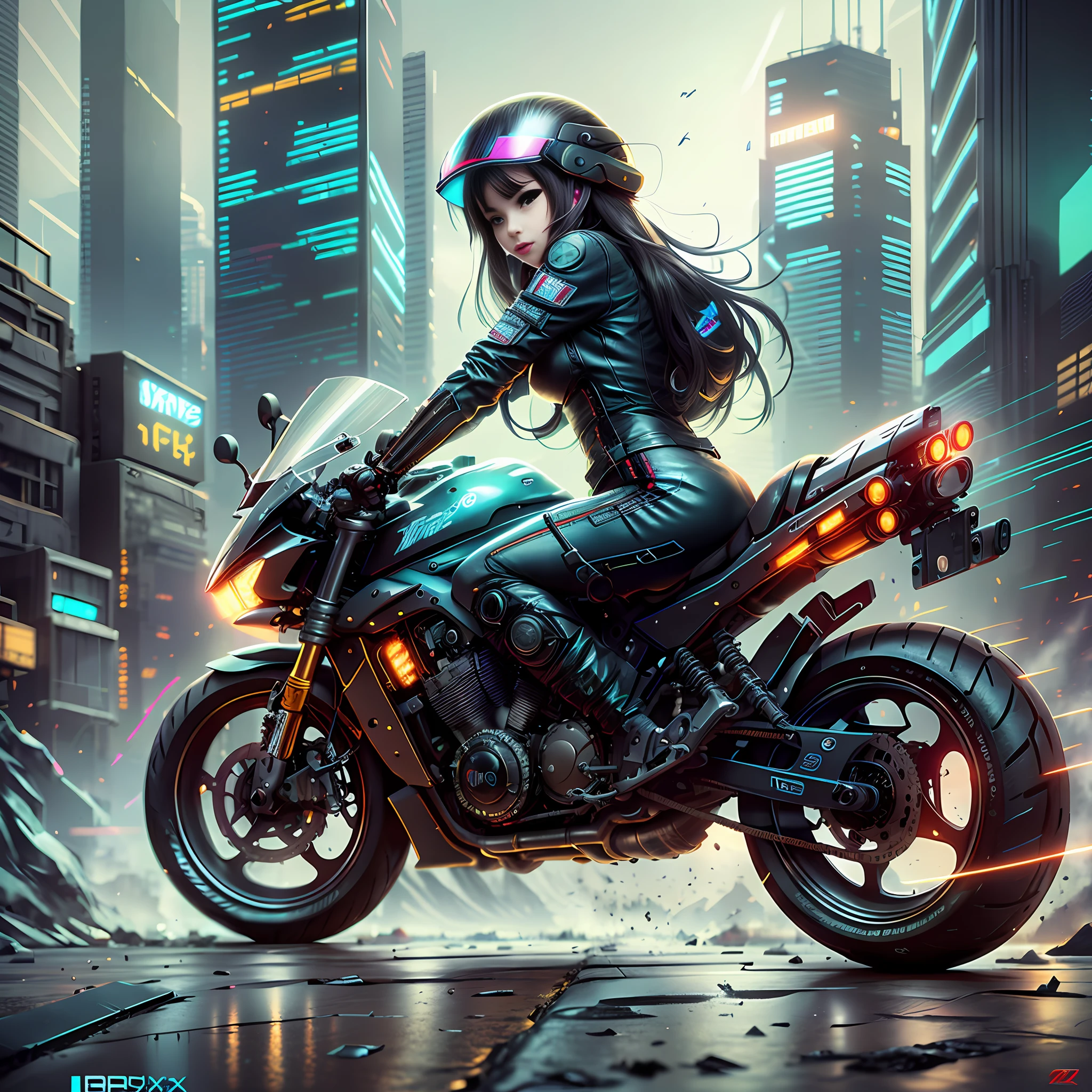 anime girl night motorcycle riding in the city, cyberpunk art style, sitting on gsx250r motorcycle, cyberpunk theme art, cyberpunk digital painting, digital cyberpunk anime art, digital cyberpunk - anime art, wojtek fus, cyberpunk art style, advanced digital cyberpunk art, anime cyberpunk art, detailed cyberpunk illustrations, cyberpunk girls, cyberpunk anime art, surreal cyberpunk style, cute looking, big eyes, double eyelids, Good skin, locomotive helmet,