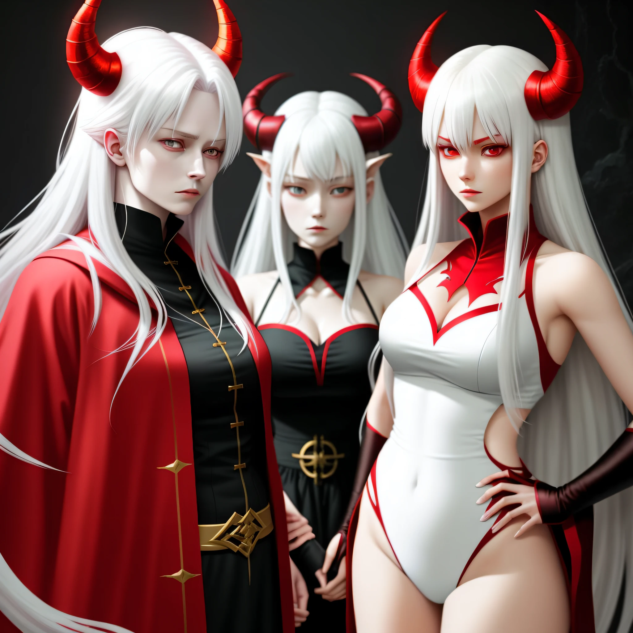 White-haired and red-haired demon horn