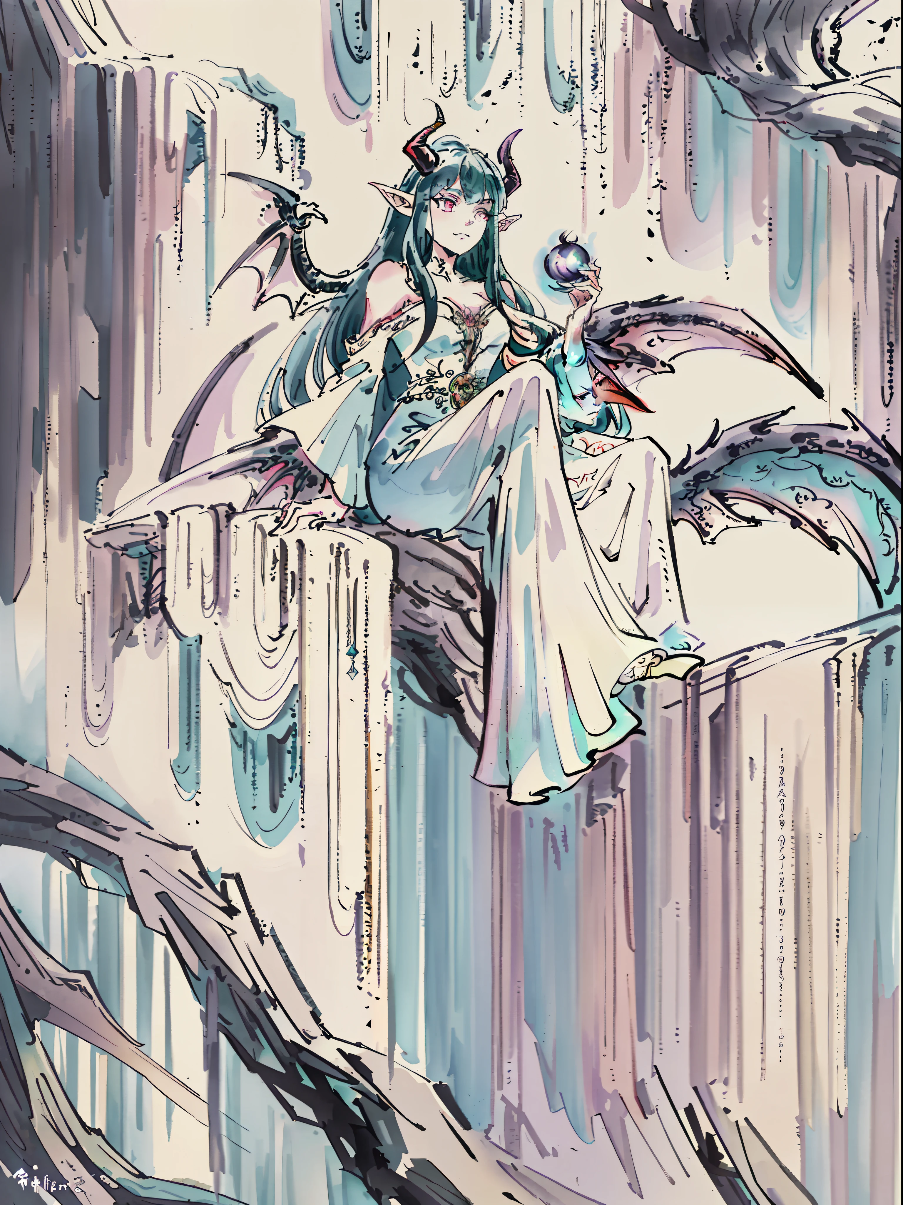 tyrande whisperwind, elegant elf woman, beautiful, high definition artwork, realistic, tiefling woman, 1girl, black dragon horns, black dragon tail, outdoors, nature, plants, demon horns, soft colours, soft colors, high detail, white revealing dress, high detailed face, beautiful face, gentle, tiefling horns, sheer dress, glowing eyes, magical