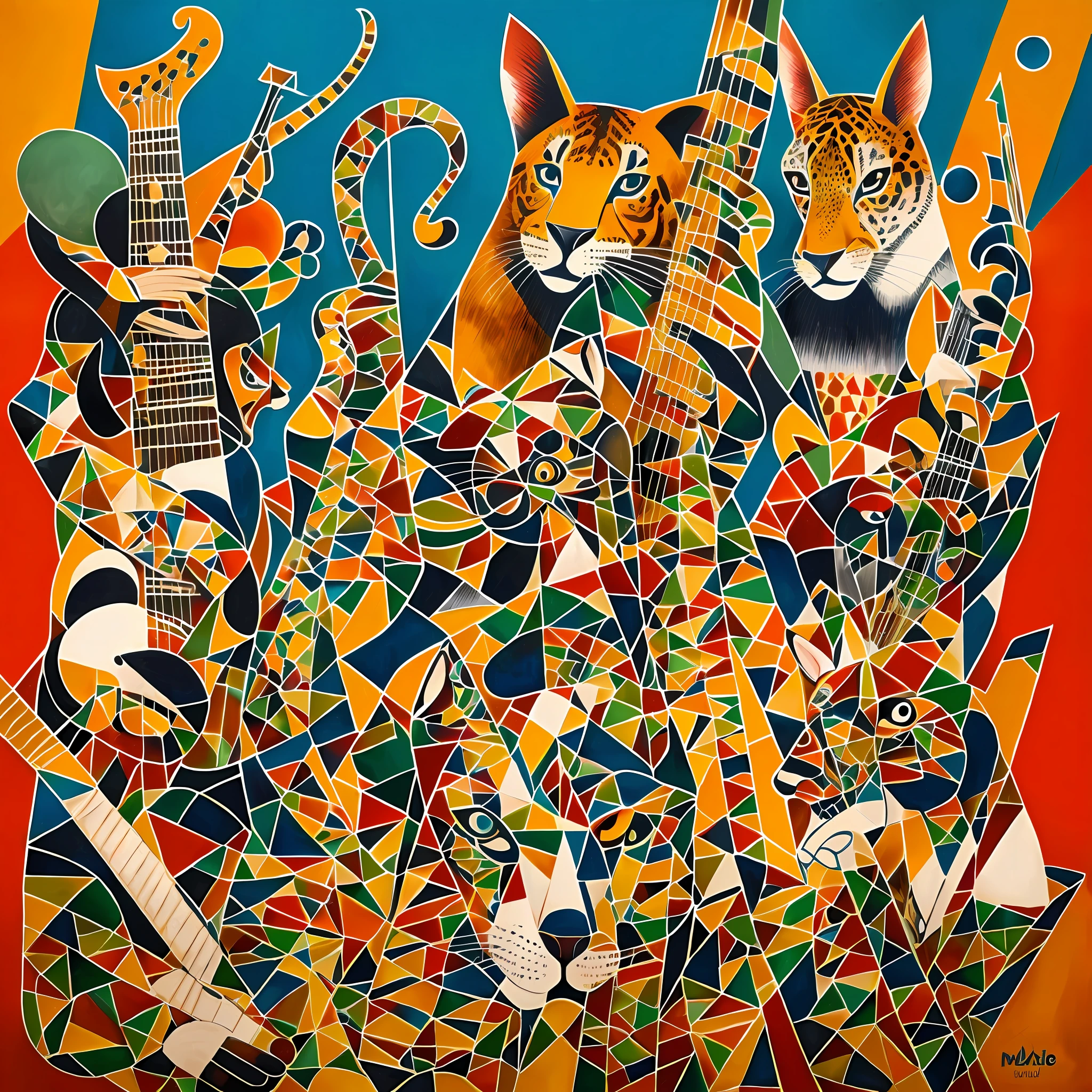 a manouche jazz trio with animal heads --auto --s2