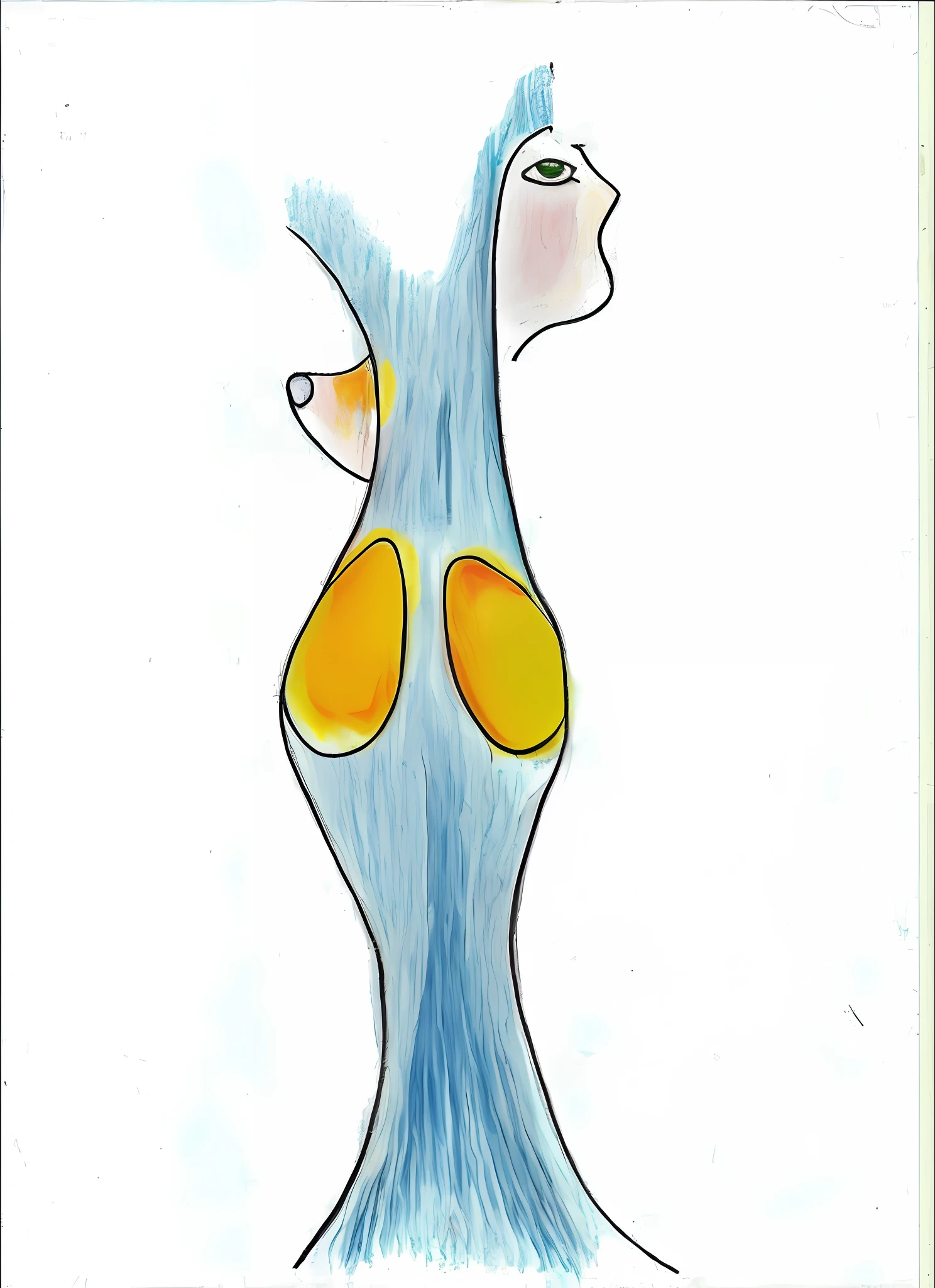 drawing of a woman with a blue dress and yellow shoes, vastus lateralis, 【 sciart 💙💜 mson, anatomical drawing of a minion, shows a leg, tight bone structure, colored illustration, colored pencil on paper, a color pencil sketch, dissection sketch, medical illustration, medical drawing, knee, photo still of posterior view, complete body view, coloured pencil