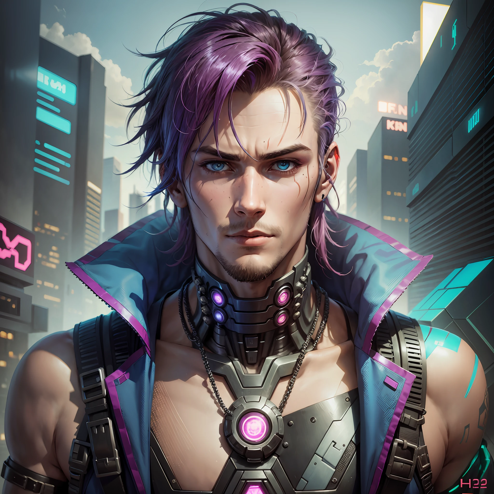 Cyberpunk, half-human, human-faced, other mechanical, handsome male --auto --s2