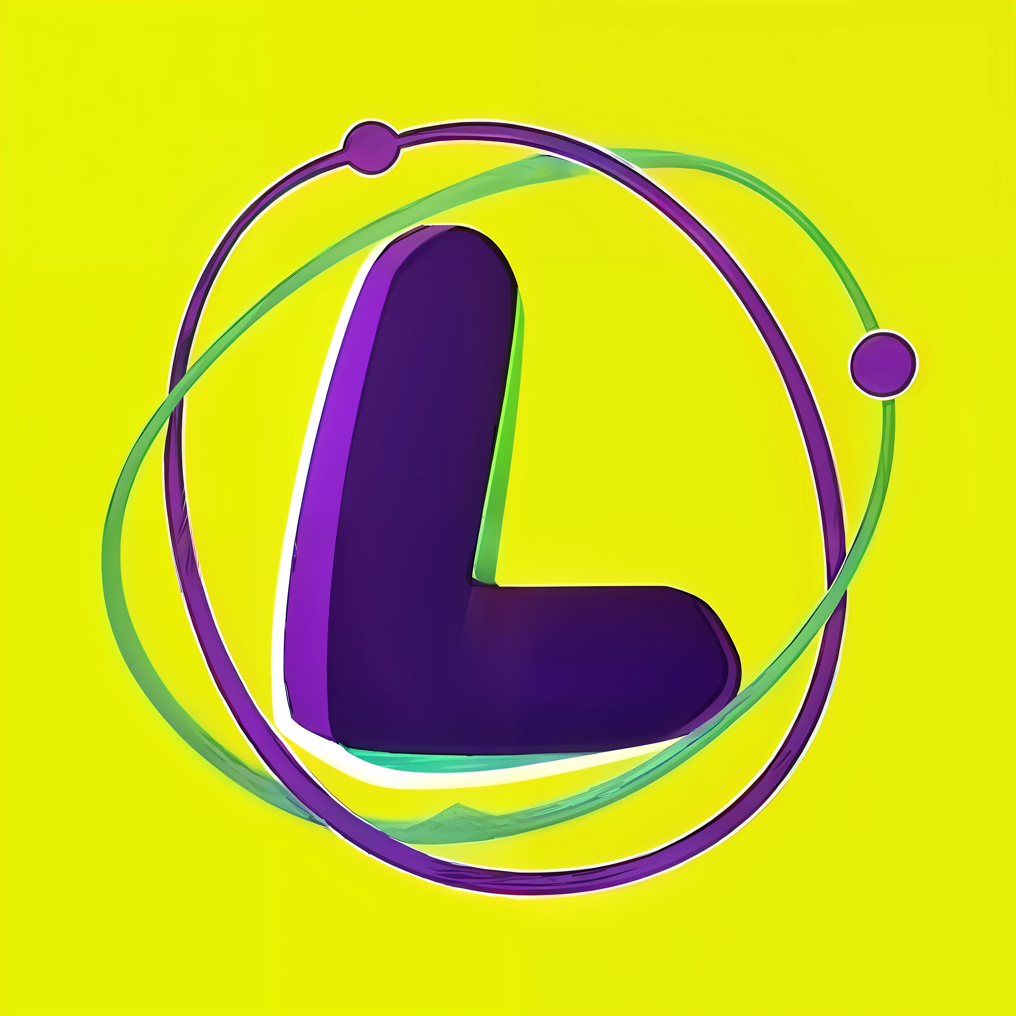 a close up of a purple l letter with a green circle, liosh, lysergic, liminalspaces, avatar for website, lushious, by Dan Luvisi, trending on logostation, lumi, 😃😀😄☺🙃😉😗, lumiol, lumine, profile photo, lively, rounded logo, l7m