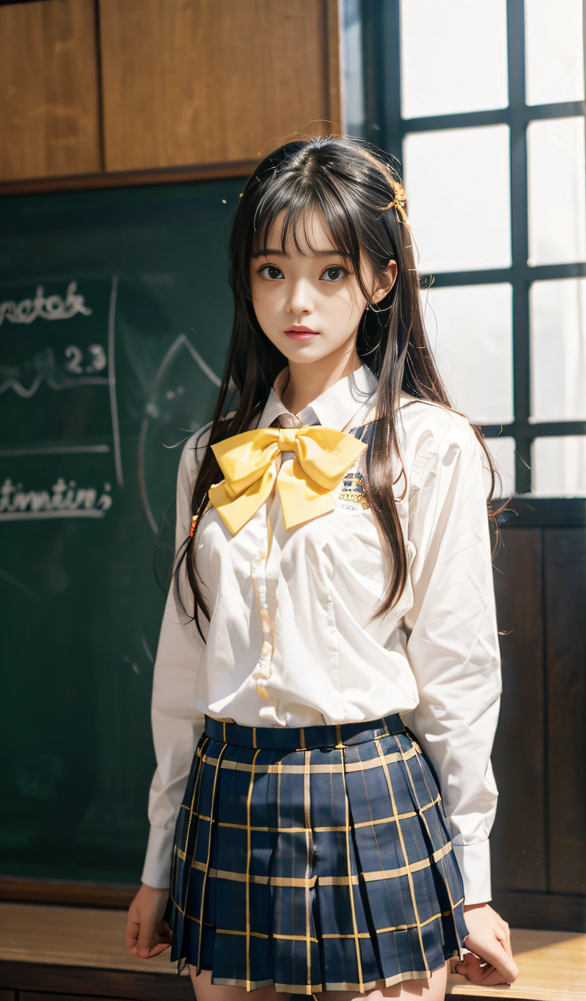 (8K, Best Quality, Masterpiece: 1.2), Realistic, Ultra High Resolution, Intricate Details, 1 Girl, Beautiful Face, JK Suit, White Shirt, Yellow Bow Tie, Yellow Skirt, Plaid Skirt, Pleated Skirt, Upper Body, Standing, Wide Angle Lens, Surreal Schoolgirl, Surreal Schoolgirl, Realistic Anime 3 D Style, Realistic Schoolgirl, Smooth Anime CG Art, 3 D Anime Realistic, Beautiful Anime High School Girls, Sakimichan HDRI, Fantastic school student uniform, realistic anime, realistic young anime girl (8K, best quality, masterpiece: 1.2), realistic, super high resolution, intricate details, 1 girl, beautiful face, JK suit, white shirt, upper body