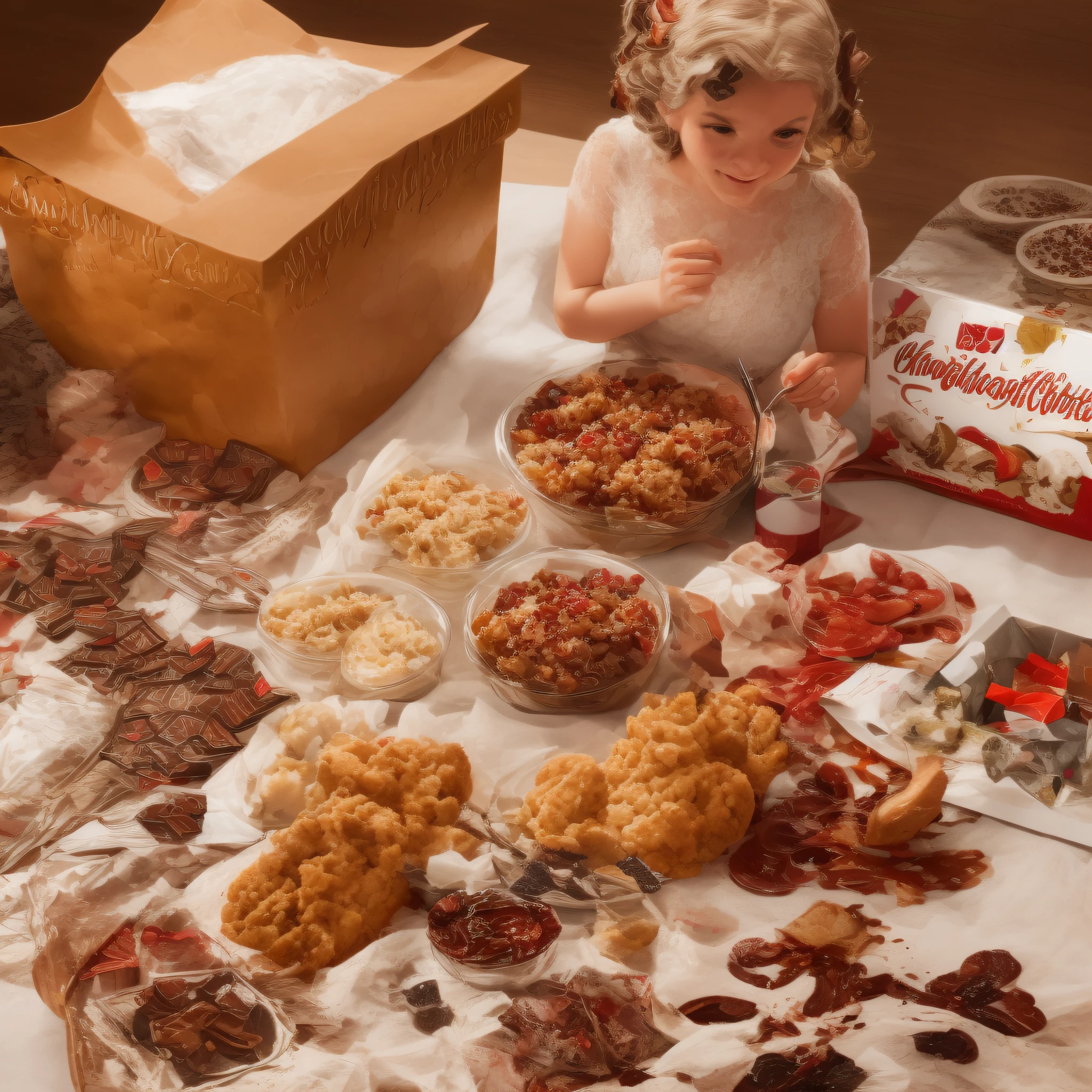 ((delicious food), (box of chocolates), (sweet treats), exquisite, beautifully wrapped, tempting selection, rich flavors)