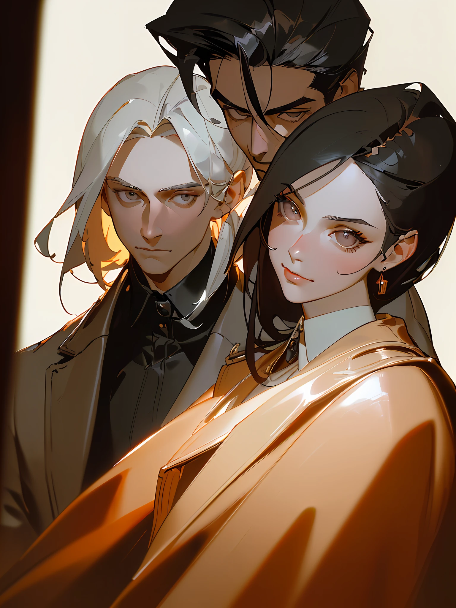 Masterpiece, Superb Clothing, (Trendy Clothing), (Illustration), (((2 People)), ((Handsome Young Couple), (Russian Mill Style), Fashion, Leather, (Happy), (White Skin), (Dark Circles), Handsome, Bar, Toast, Trend, Dark Gray,, Close Up,,(Chiaroscuro)), Fine Face Details, Facial Details, Cinematic Lighting, (Depth of Field), UHD, (Upper Body), Shiny Background Appearance
