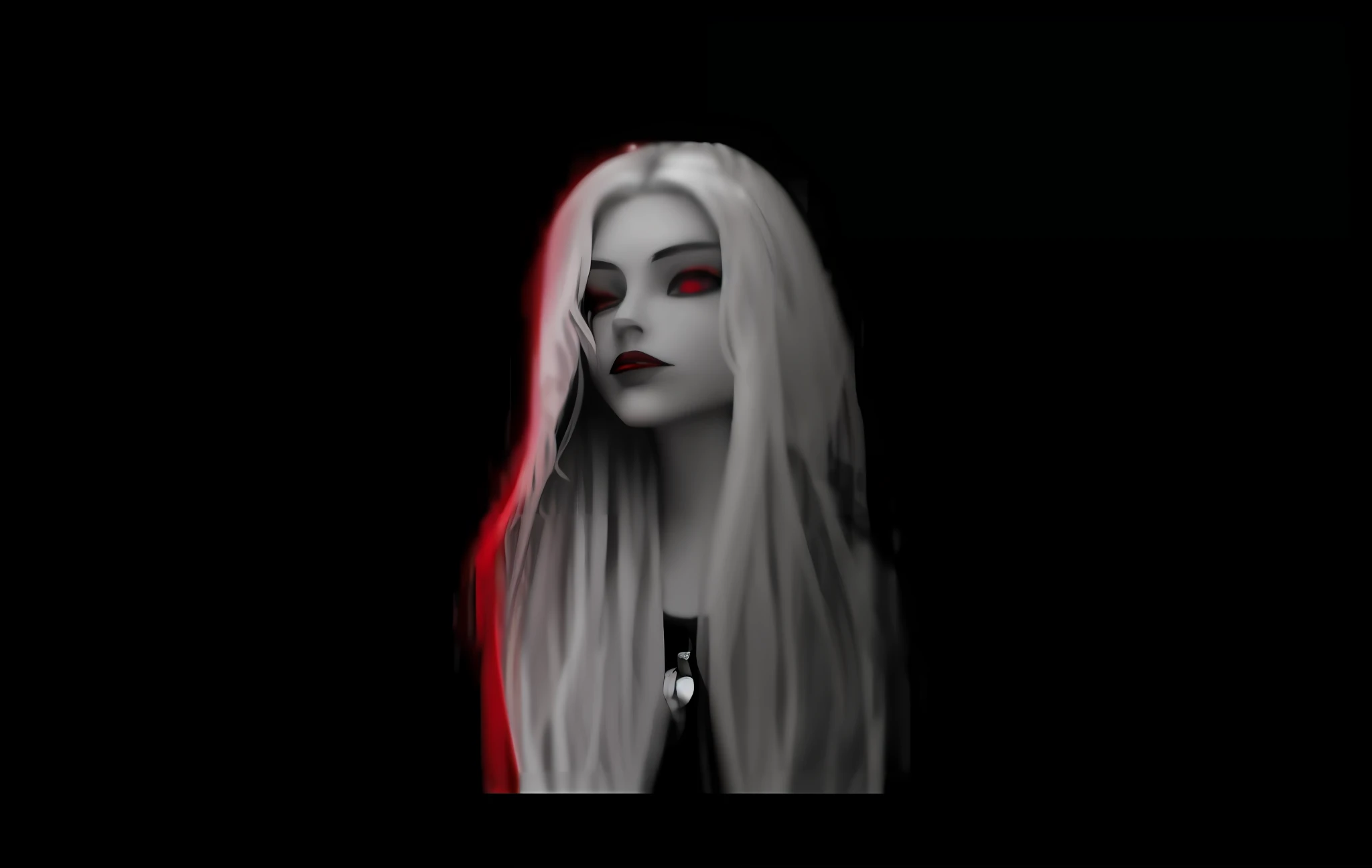 a woman with long blonde hair and a black top, epic 3 d abstract emo girl, profile pic, with red glowing eyes, ava max, grayscale phtoto with red dress, dark art style, with glowing red eyes, gothic aesthetic, imvu, monochrome and red color bleed, ariana grande as a sith, deviantart artstation cgscosiety