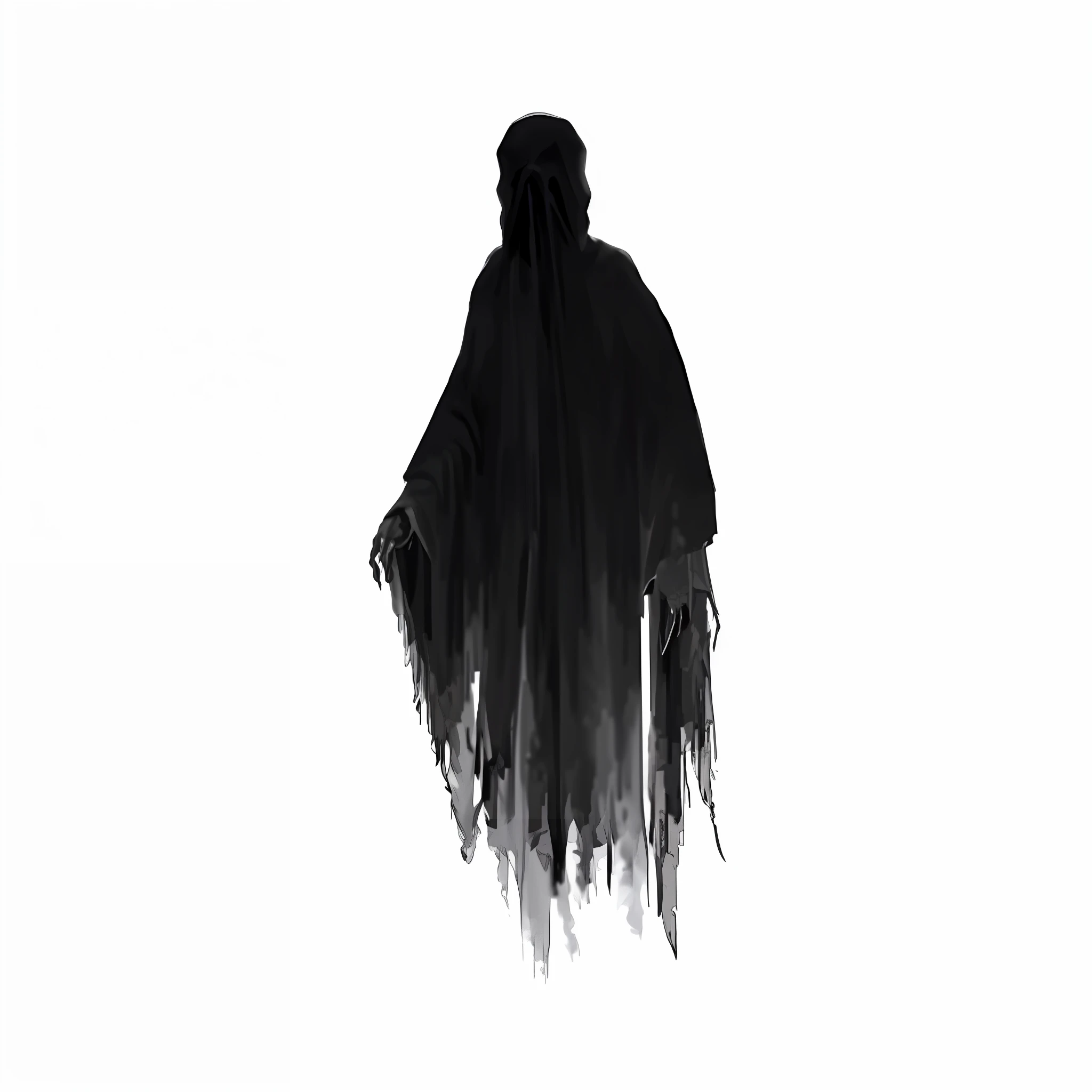 a close up of a person in a black robe with a hood, transparent ghost screaming, dark cloaked figure, eerie person silhouette, eerie person, creepy black figure standing, ghostly figure, faceless people dark, dark flowing robe, shadowy and eerie character, dark hooded wraith, dark cloaked necromancer, dark robe, shrouded figure