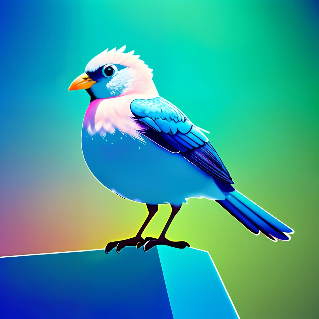 A bird with minimalist style, illuminated by a spotlight, captured by a vintage camera, using vibrant colors and glass materials, in small size, with a shallow depth of field, exceptional quality and a touch of elegance.