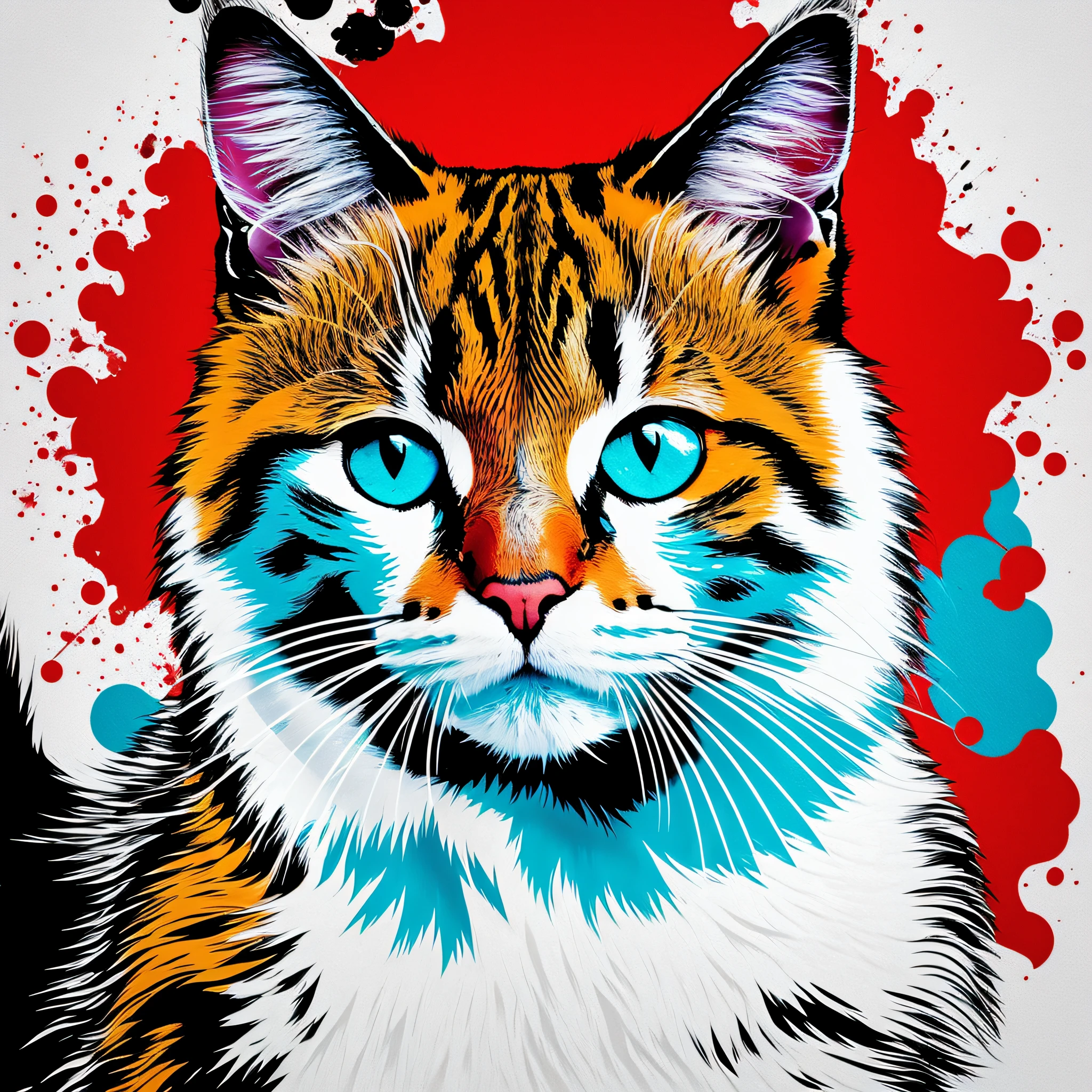 cat, pop-art, white background for printing t-shirts --auto --s2