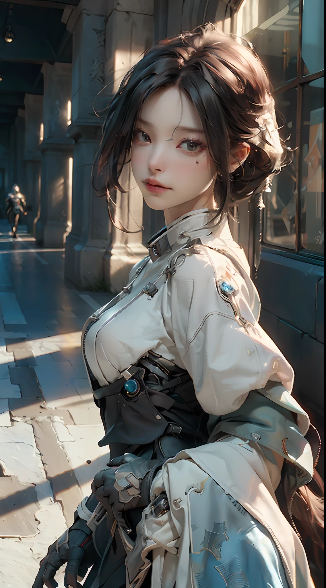 ((Best quality)), ((masterpiece)), (detailed:1.4), 3D, an image of a beautiful cyberpunk female,HDR (High Dynamic Range),Ray Tracing,NVIDIA RTX,Super-Resolution,Unreal 5,Subsurface scattering,PBR Texturing,Post-processing,Anisotropic Filtering,Depth-of-field,Maximum clarity and sharpness,Multi-layered textures,Albedo and Specular maps,Surface shading,Accurate simulation of light-material interaction,Perfect proportions,Octane Render,Two-tone lighting,Wide aperture,Low ISO,White balance,Rule of thirds,8K RAW,