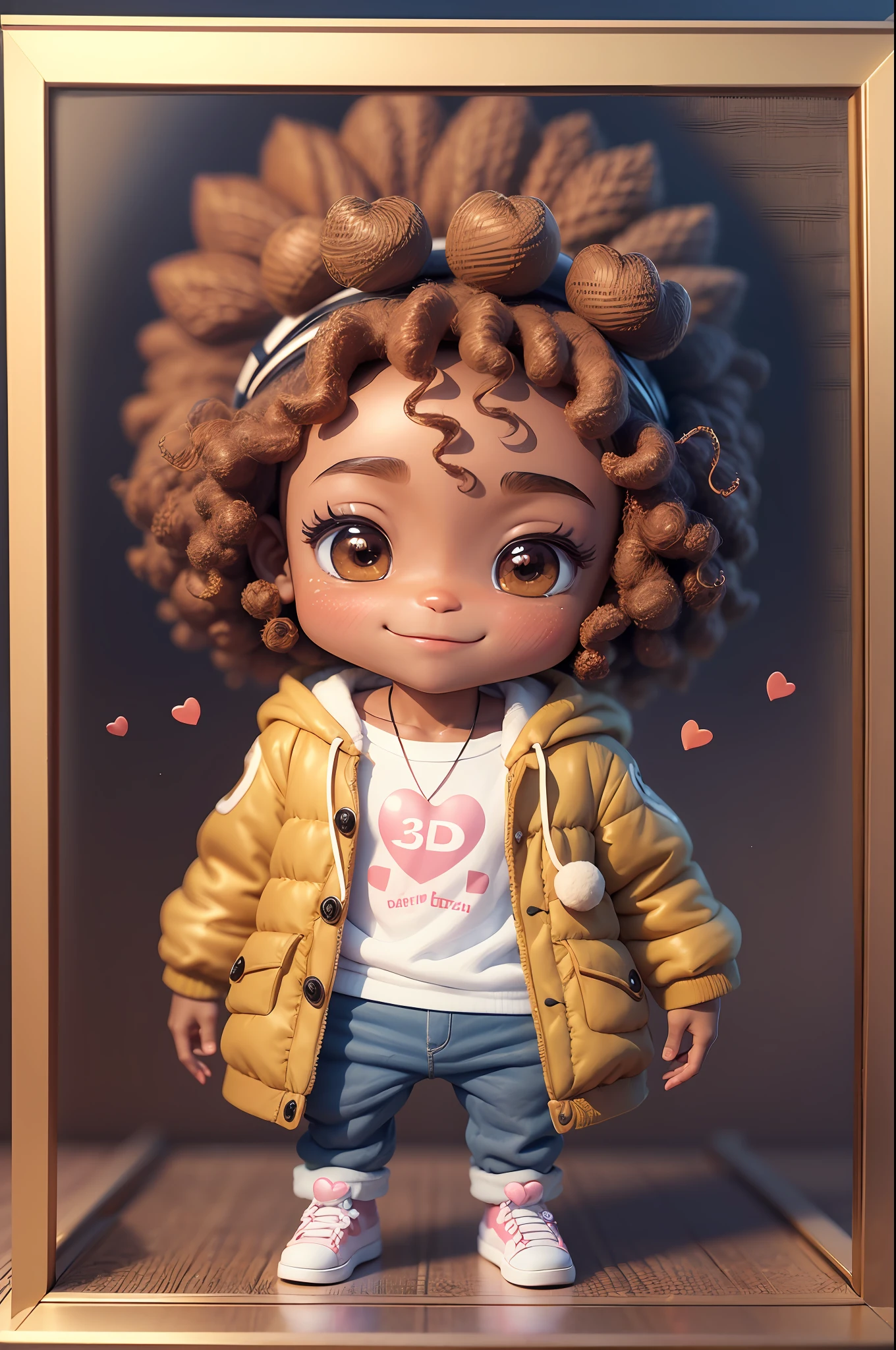 Chibi a couple of funny cartoon characters next to each other in (((3D)))), cute smile, detailed affections, highly photographic rendering, chibi,heart in the air,traditional afro romance boy-girl, light brown coat, is the beginning of everything, handsome young man, in 3d, ghailan! --auto --s2