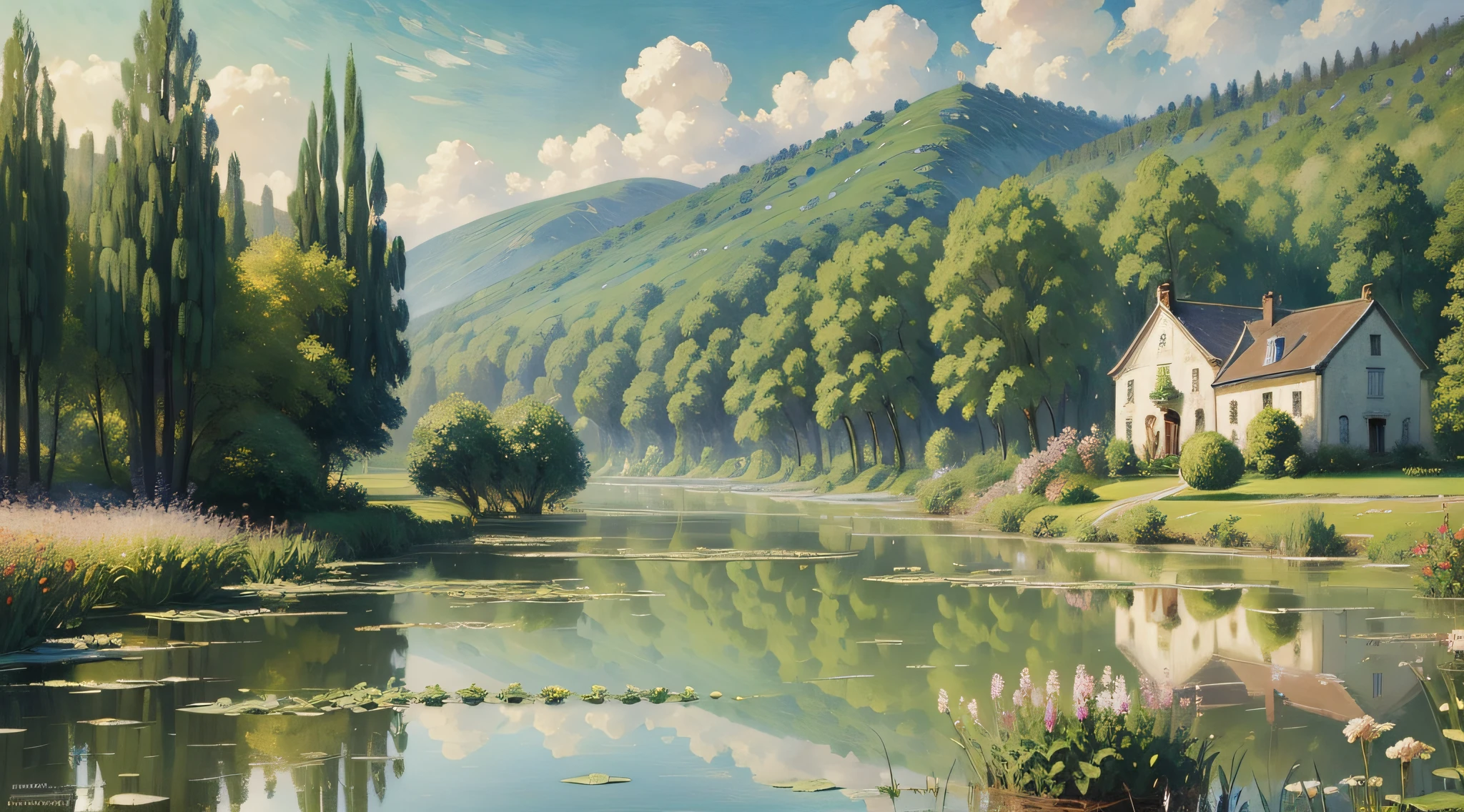 Monet paintings, impressionism, forests, lakes, villages