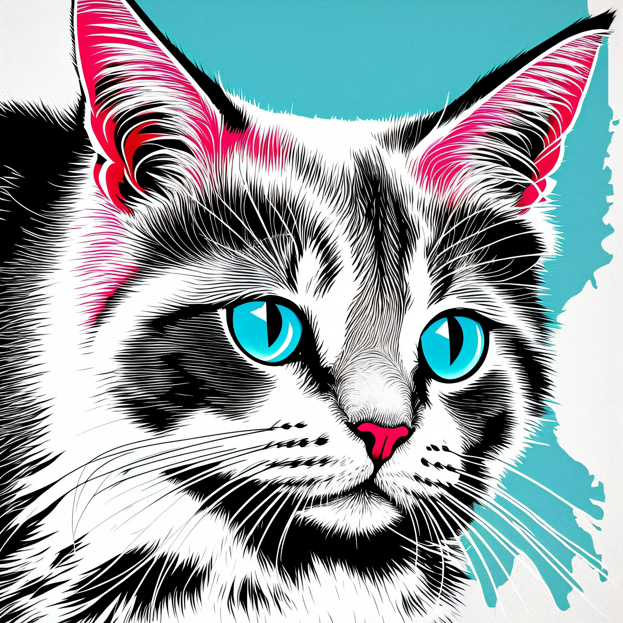 cat, pop-art, white background, white background --auto --s2