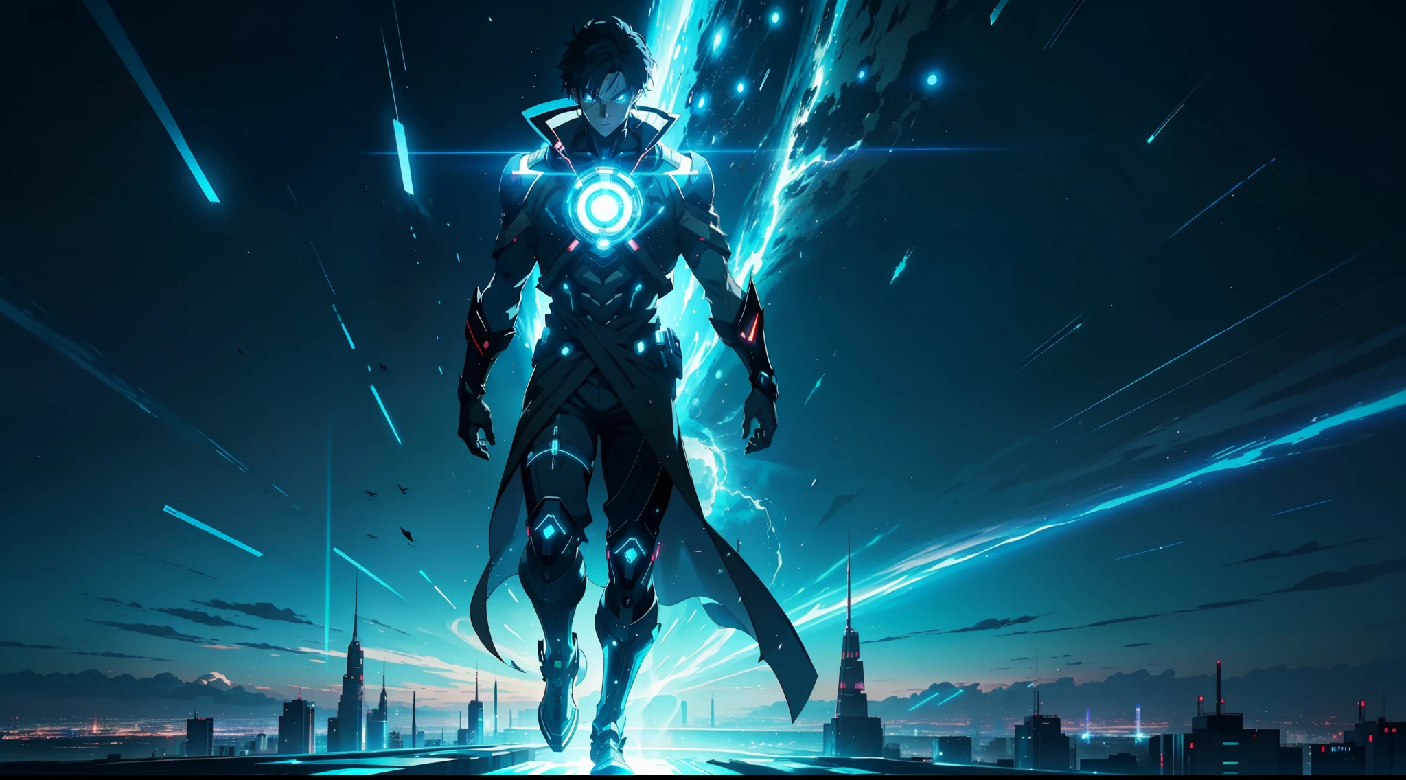 (8K anime:1.2),an epic starring a man with teleportation powers,(epic animation style), with incredible visual effects,(futuristic background),an exciting story. (male protagonist,superpower:teleportation,forward animation,extraordinary fx,futuristic backdrop)