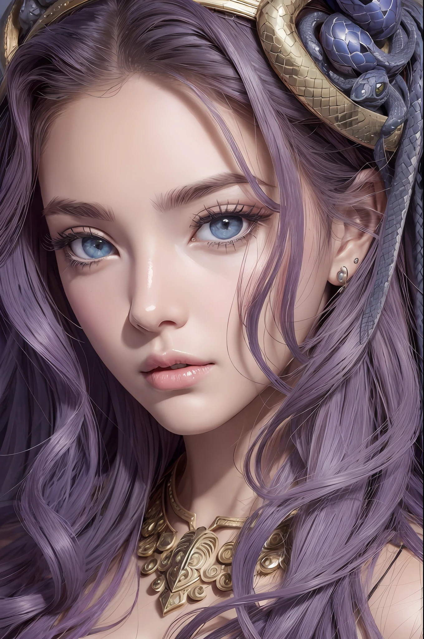 Absurd, ultra-detailed, high quality, detailed face, beautiful eyes, Medusa, the Gorgon, snake hair