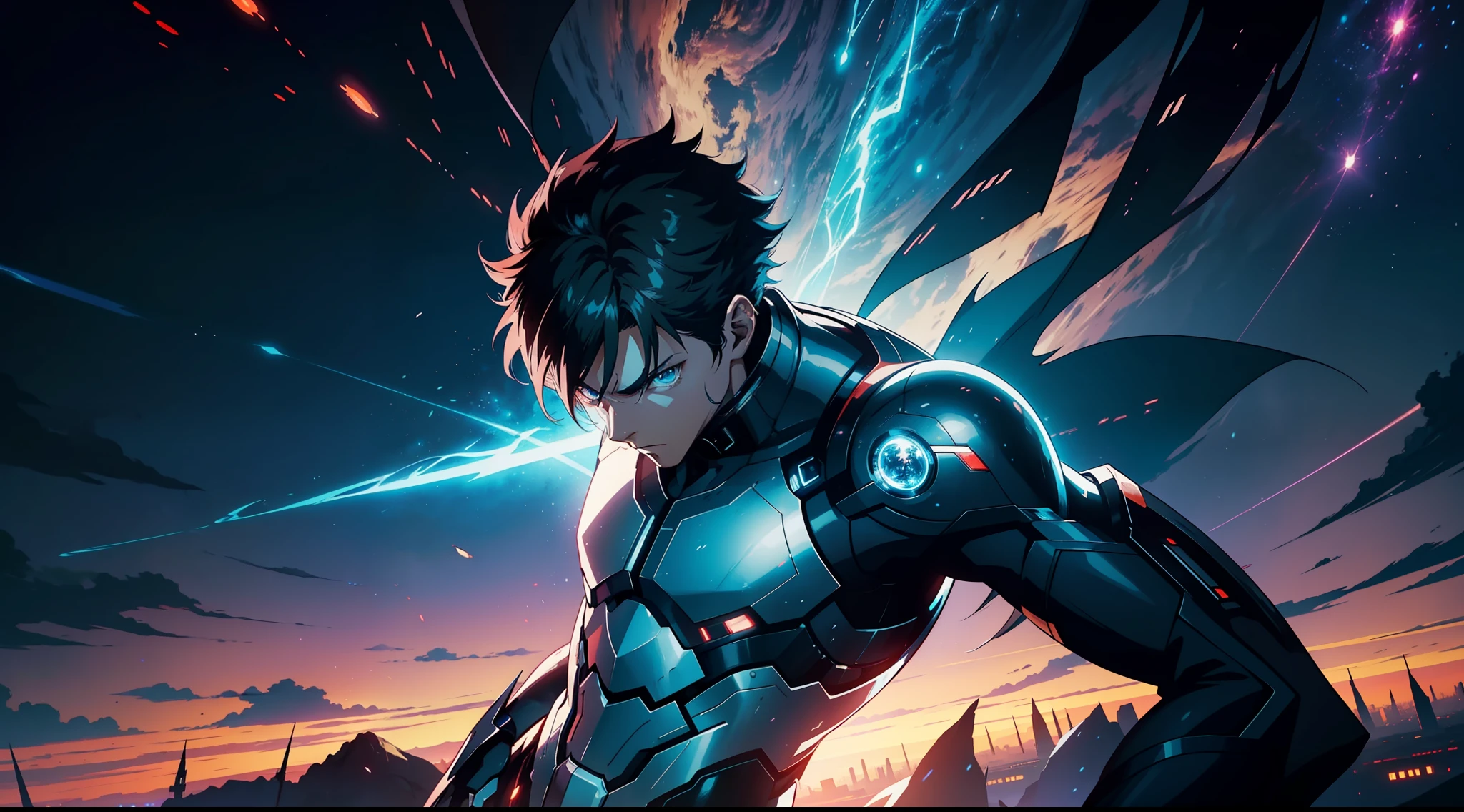 (8K anime:1.2),an epic starring a man with teleportation powers,(epic animation style), with incredible visual effects,(futuristic background),an exciting story. (male protagonist,superpower:teleportation,forward animation,extraordinary fx,futuristic backdrop)