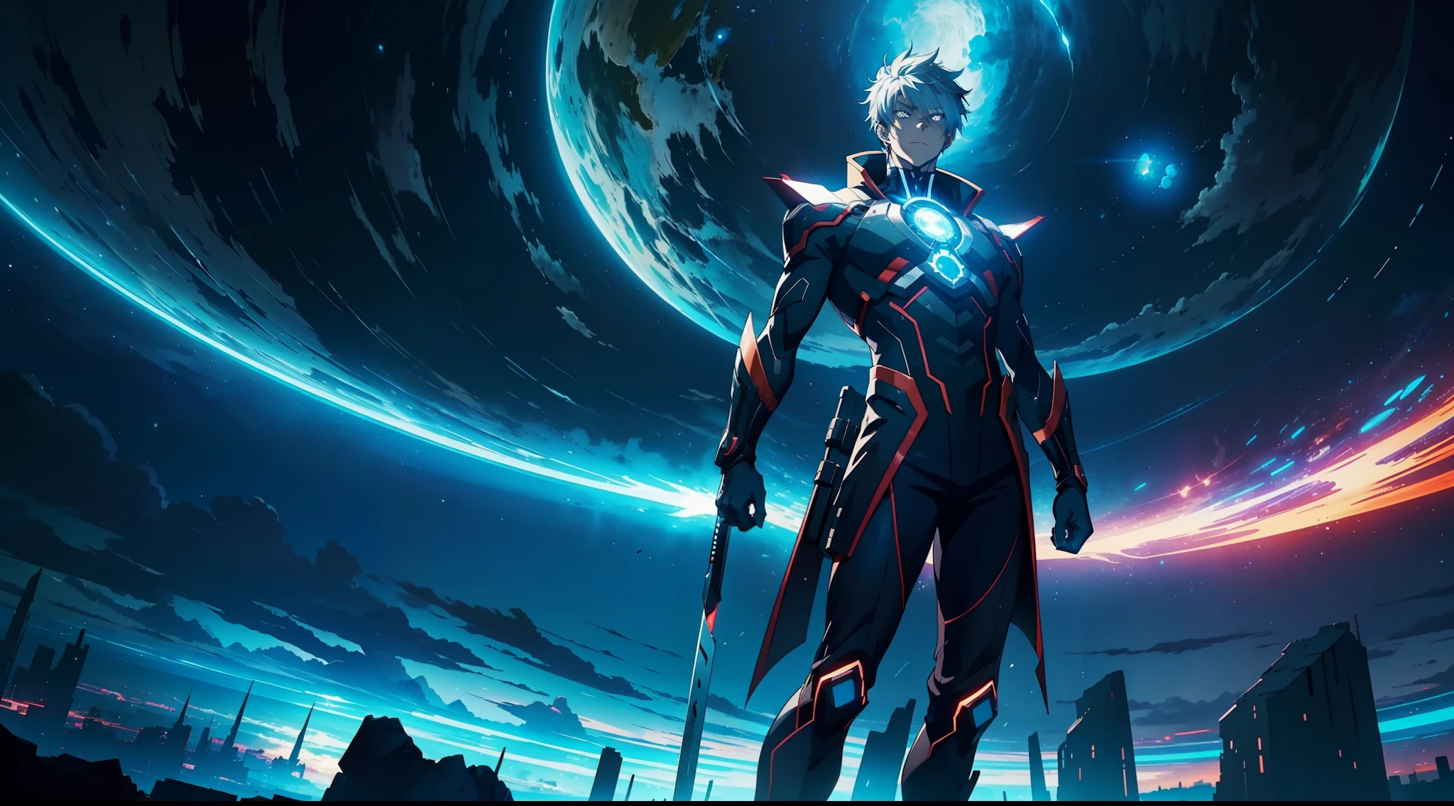 (8K anime:1.2),an epic starring a man with teleportation powers,(epic animation style), with incredible visual effects,(futuristic background),an exciting story. (male protagonist,superpower:teleportation,forward animation,extraordinary fx,futuristic backdrop)