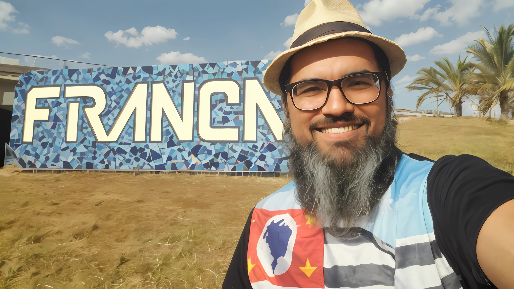arafed man with a long beard and a hat taking a selfie, andrea rocha, mongezi ncaphayi, typical cryptocurrency nerd, amazing background, inspired by Nuno Gonçalves, inspired by Carlos Francisco Chang Marín, avatar image, profile pic, juan sanchez cotan, dan dos santos, julian calle, art foreground : eloy morales