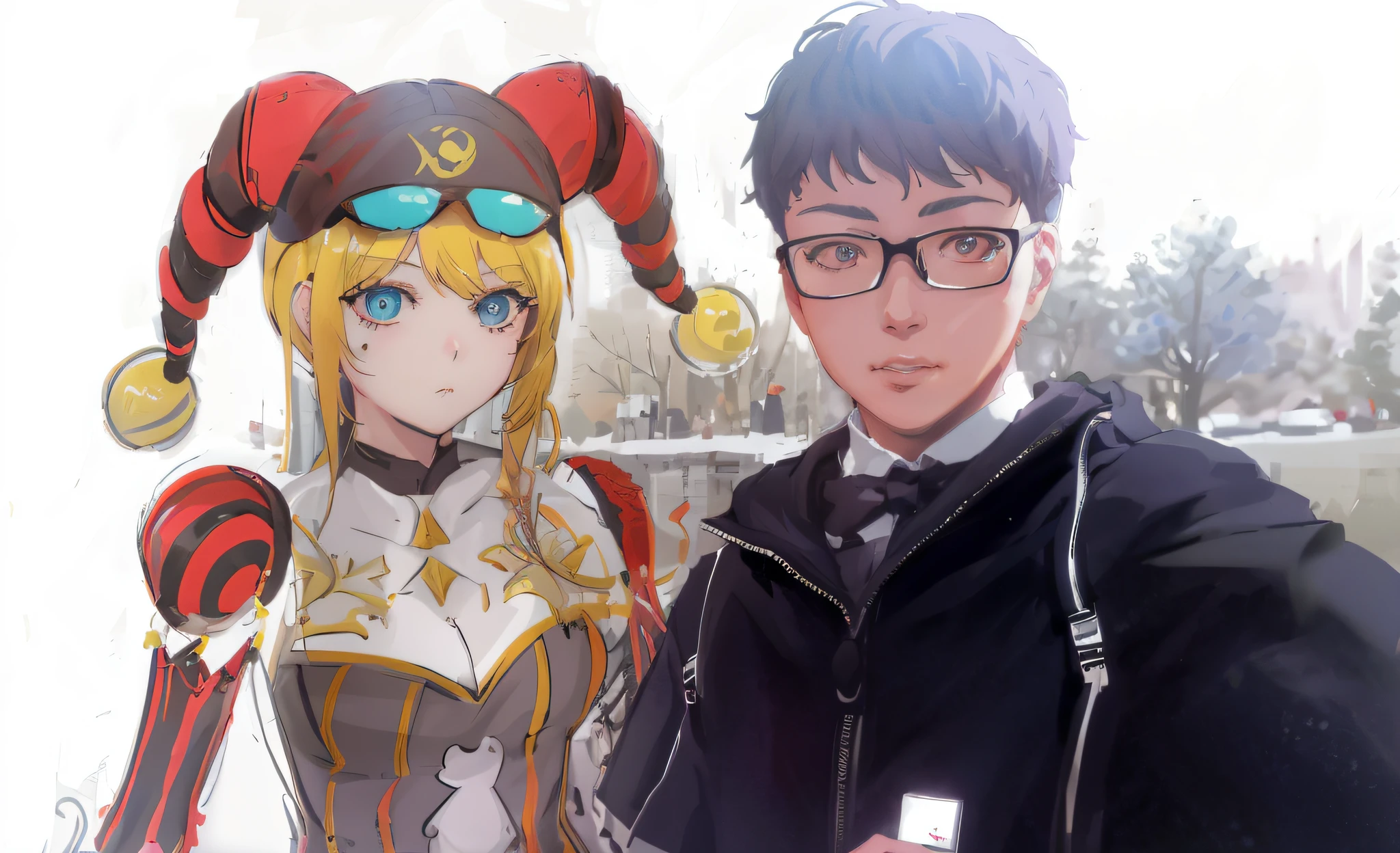 anime characters posing for a picture with a picture of them, kda and sam yang, guweiz, artwork in the style of guweiz, sakimichan and frank franzzeta, jazza and rossdraws, high quality fanart, nixeu and sakimichan, range murata and artgerm, persona 5 art style wlop