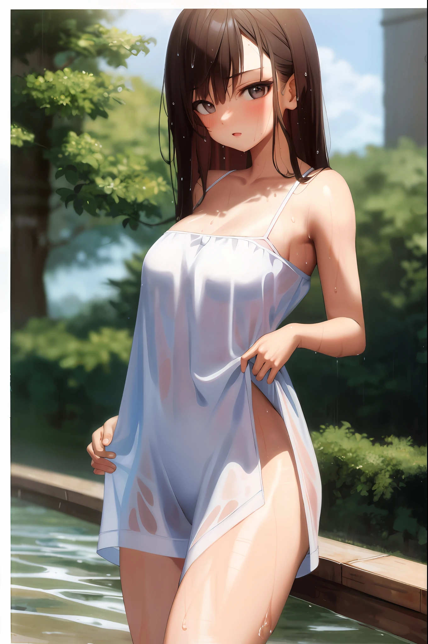 -yeld gi naked body, sexy whole body, cute, delicate face, oil painting, sexy tall, provocative, wet,