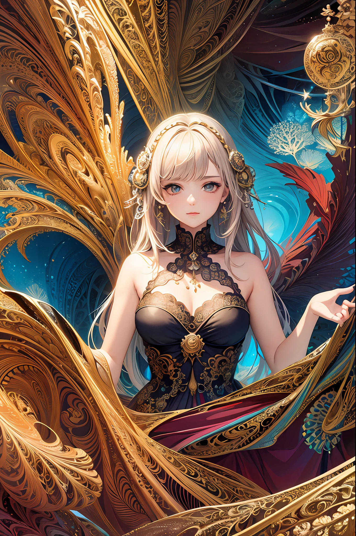 (masterpiece, top quality, best quality, official art, beautiful and aesthetic:1.2), (1girl), extreme detailed,(fractal art:1.3),colorful,highest detailed
